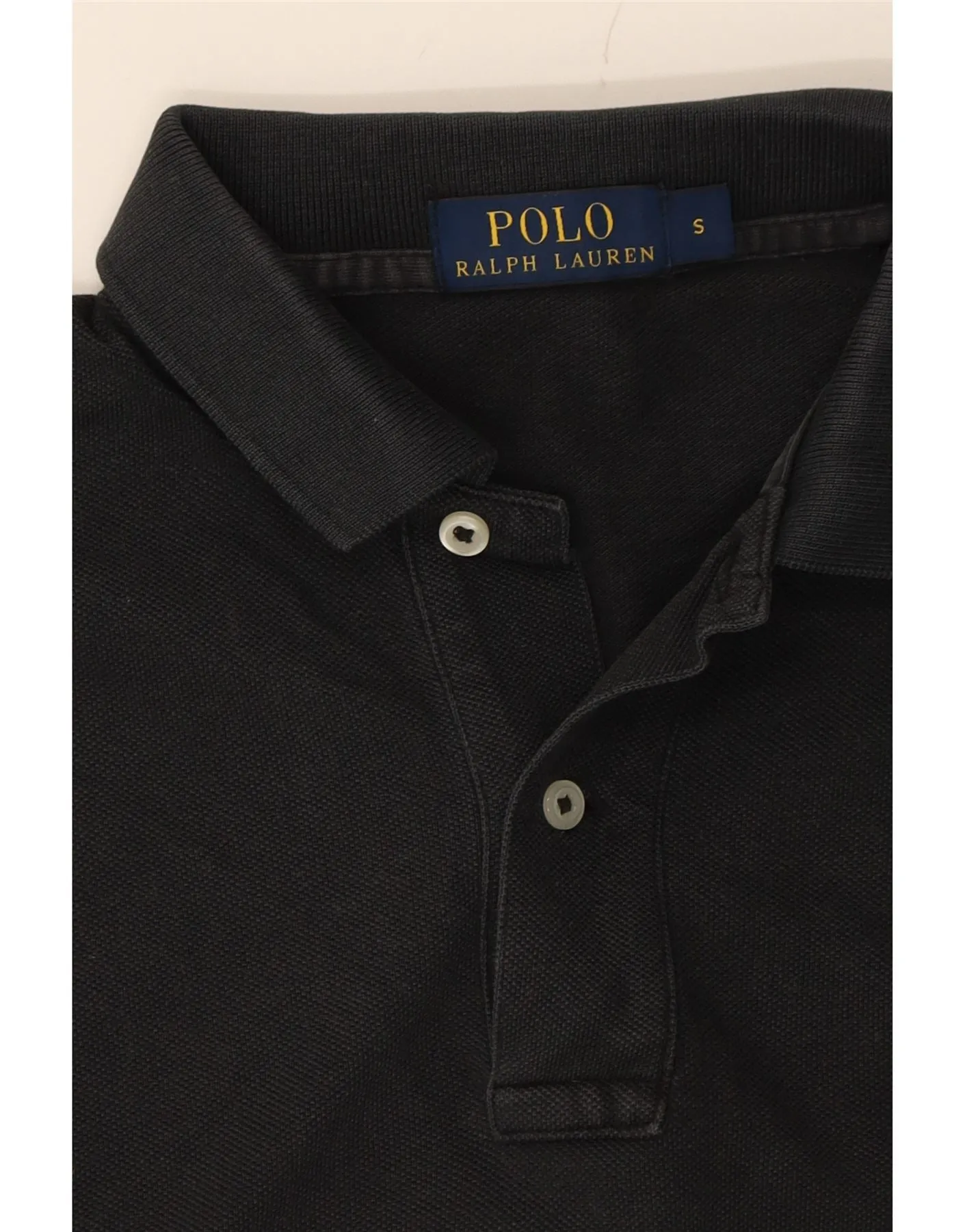 POLO RALPH LAUREN Mens Longline Polo Shirt Small Black Cotton