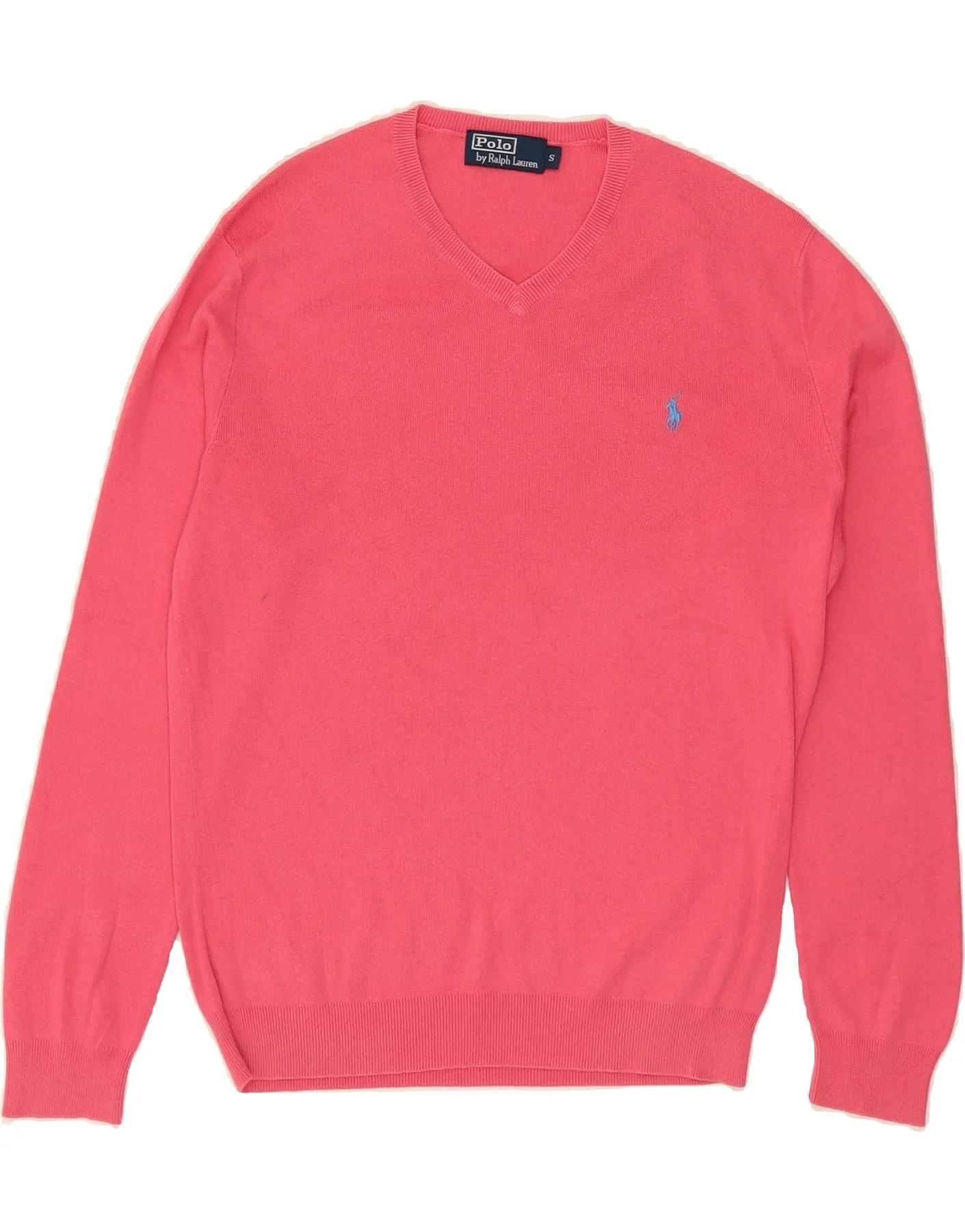 POLO RALPH LAUREN Mens V-Neck Jumper Sweater Small Pink
