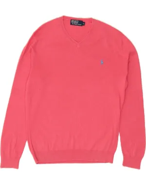 POLO RALPH LAUREN Mens V-Neck Jumper Sweater Small Pink