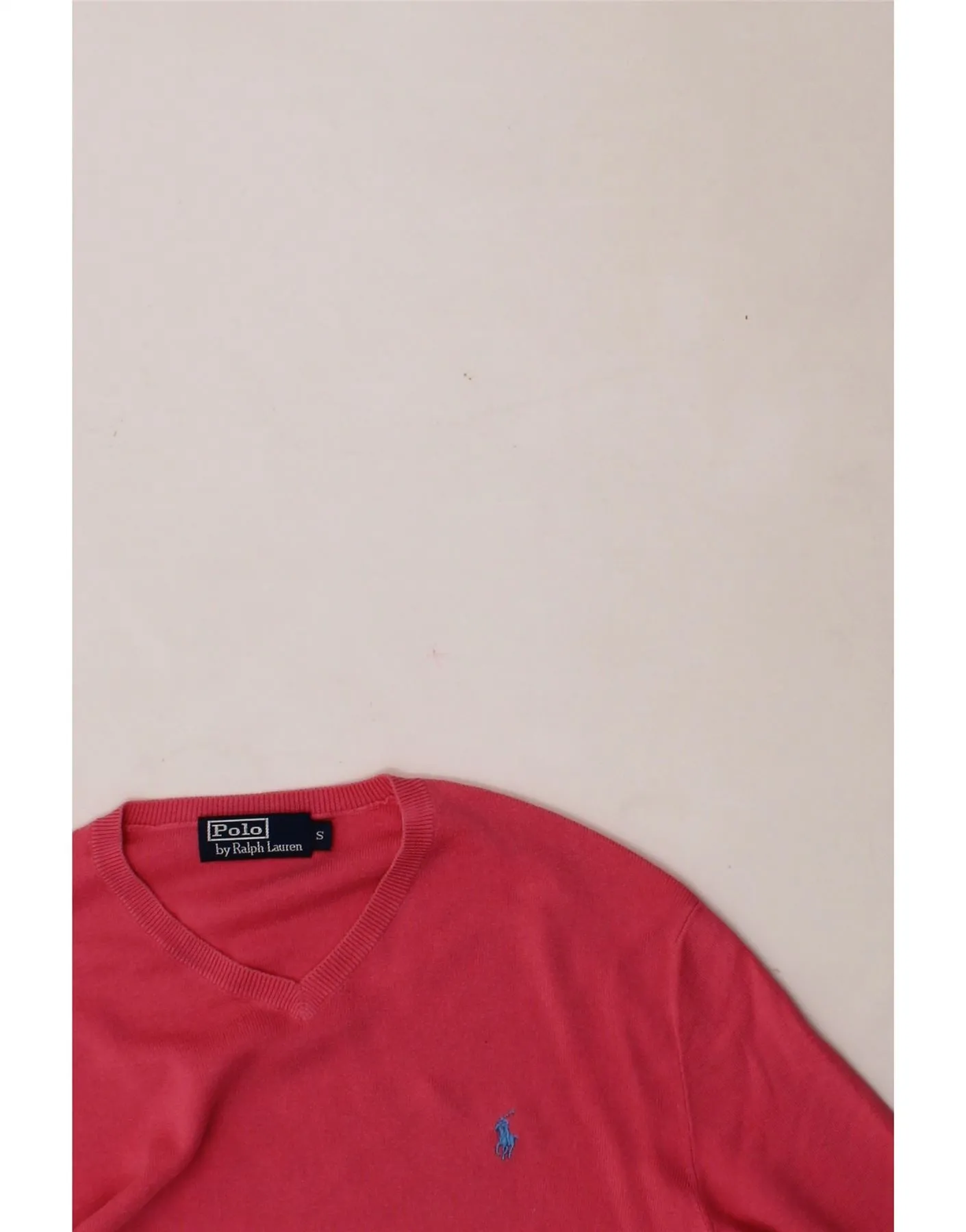 POLO RALPH LAUREN Mens V-Neck Jumper Sweater Small Pink
