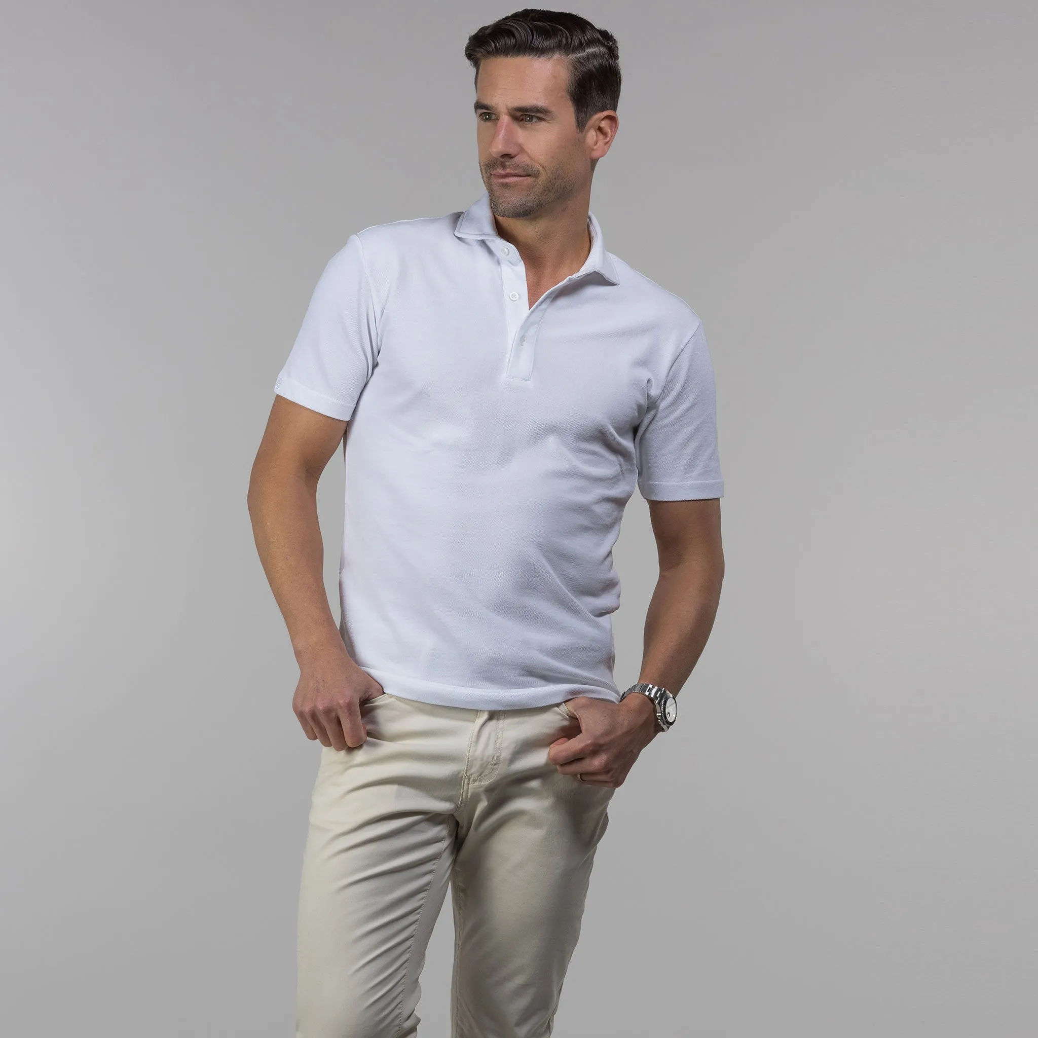 Portofino Piqué Cotton Polo White