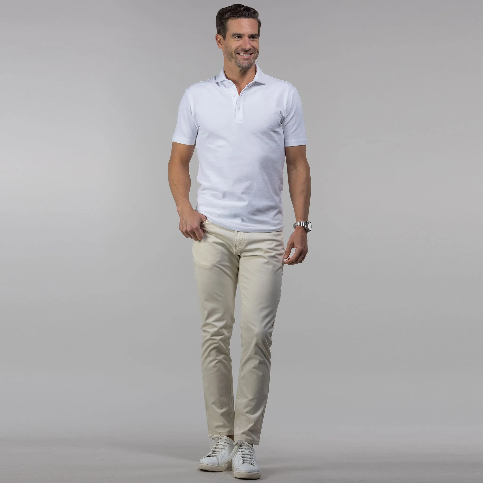 Portofino Piqué Cotton Polo White