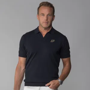 Purdue Maranello Cotton & Silk Buttonless Polo Black