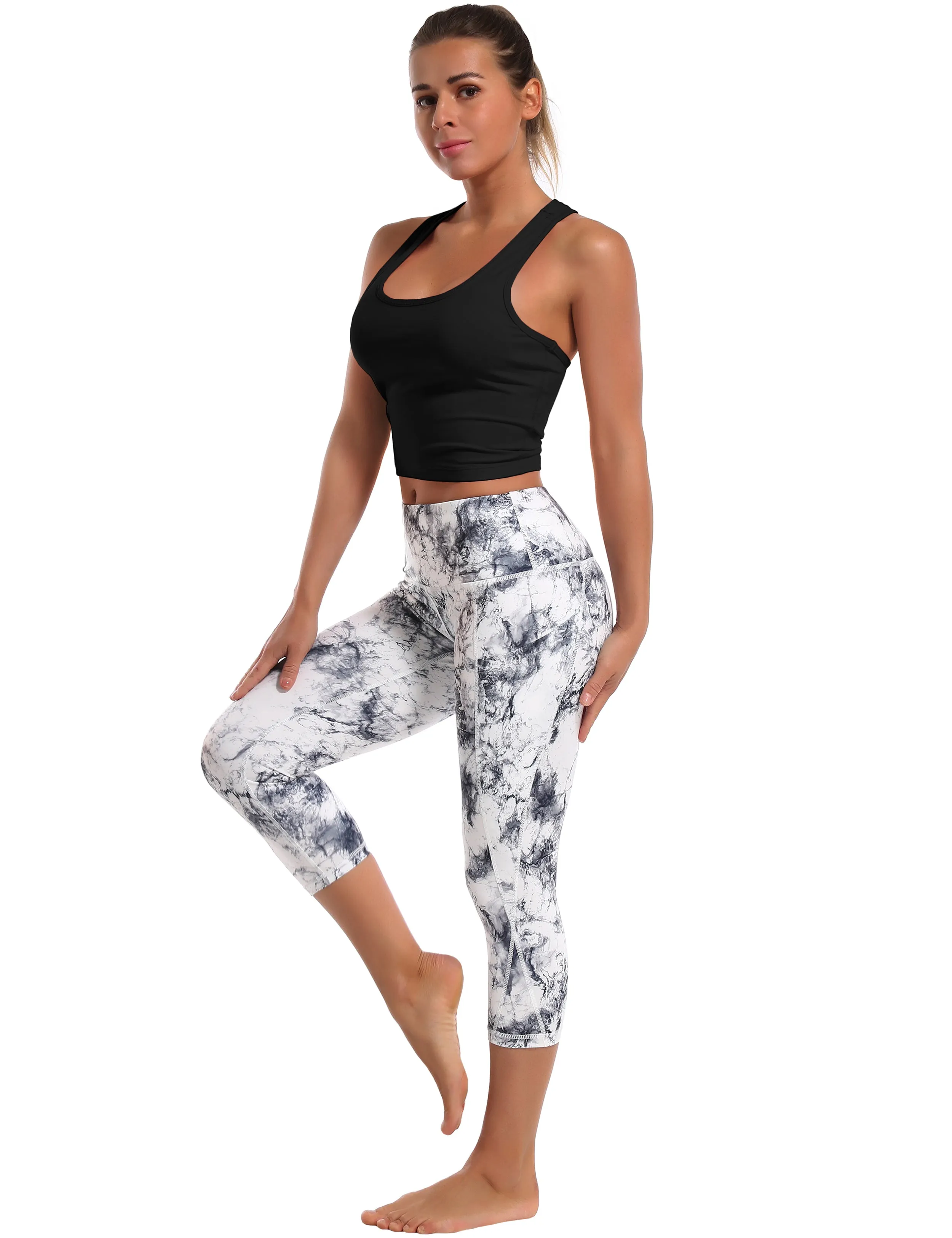Racerback Athletic Crop Tank Tops black_yoga
