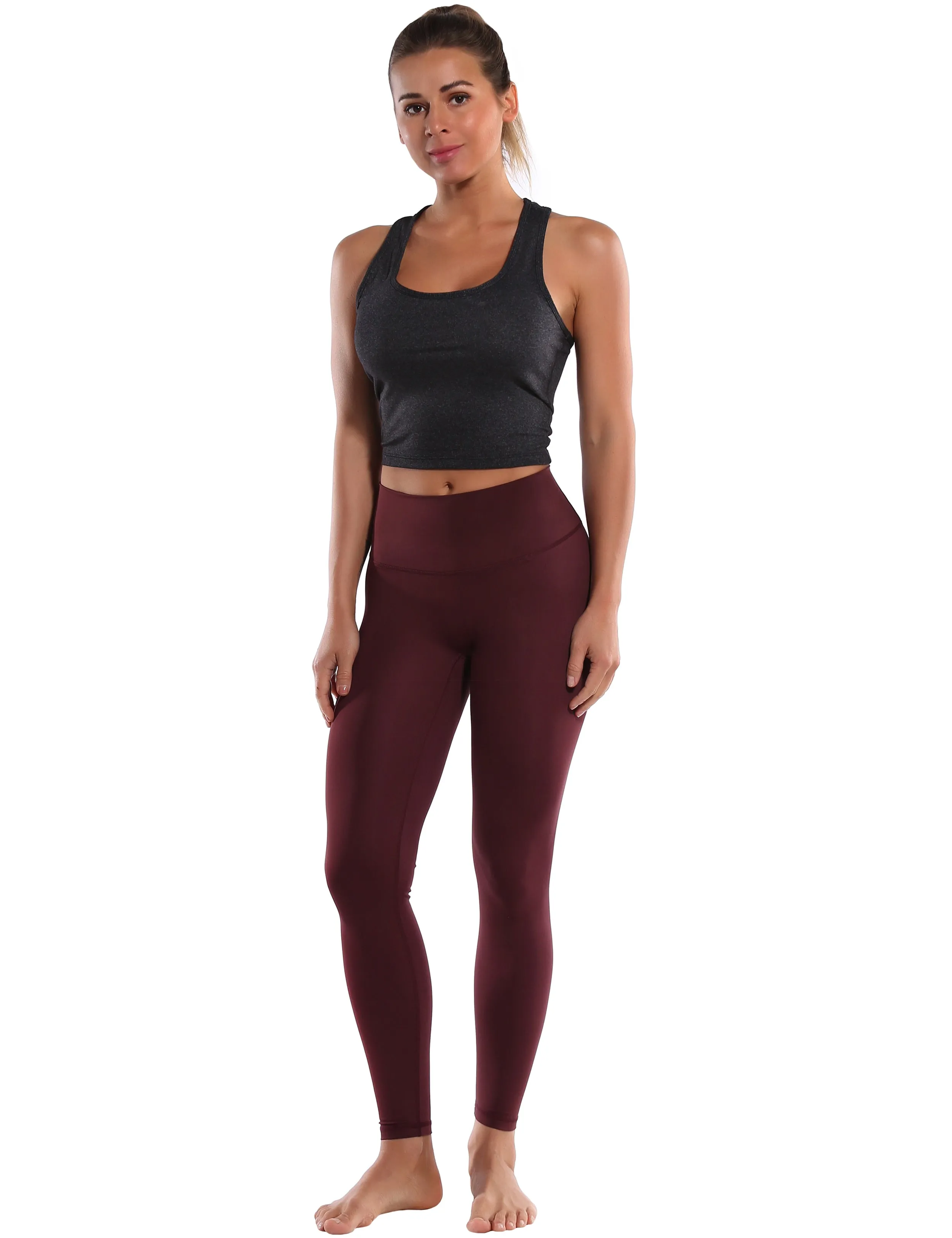 Racerback Athletic Crop Tank Tops heathercharcoal_yoga