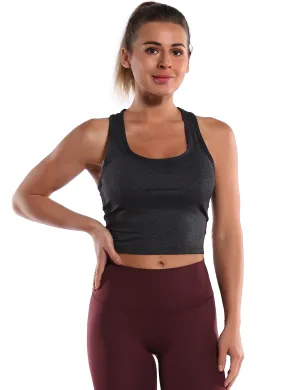 Racerback Athletic Crop Tank Tops heathercharcoal_yoga