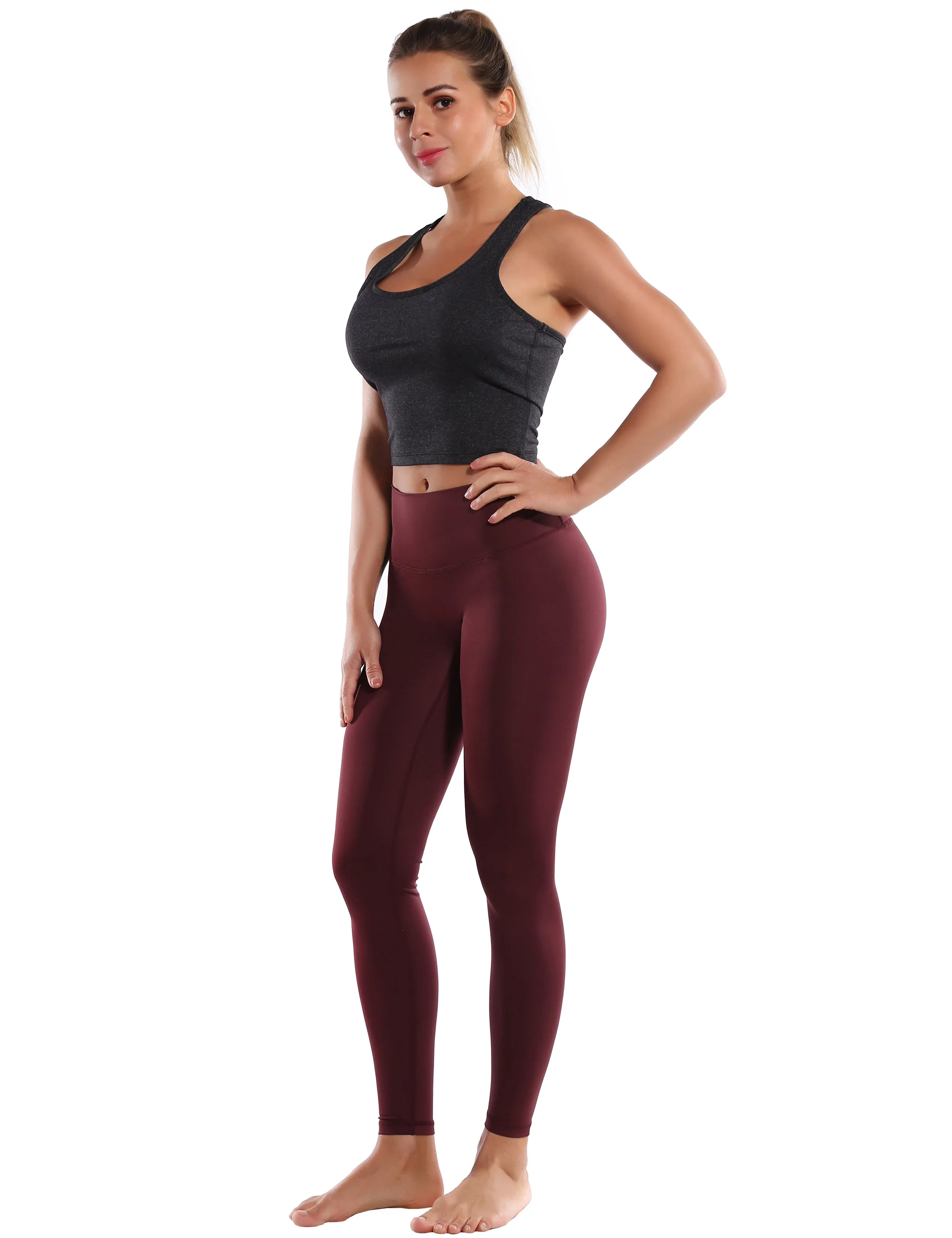 Racerback Athletic Crop Tank Tops heathercharcoal_yoga