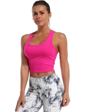 Racerback Athletic Crop Tank Tops magenta_Jogging