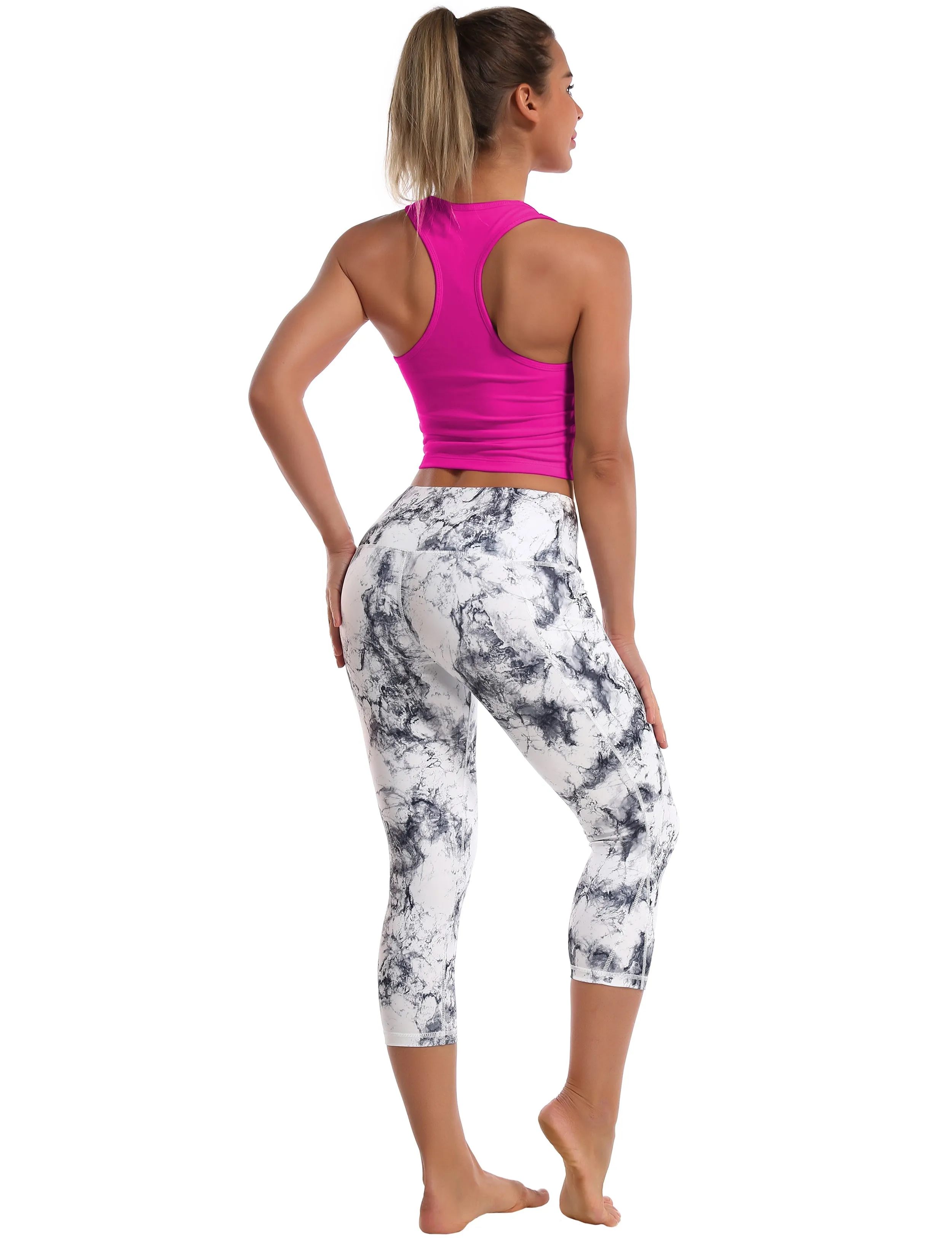 Racerback Athletic Crop Tank Tops magenta_Jogging