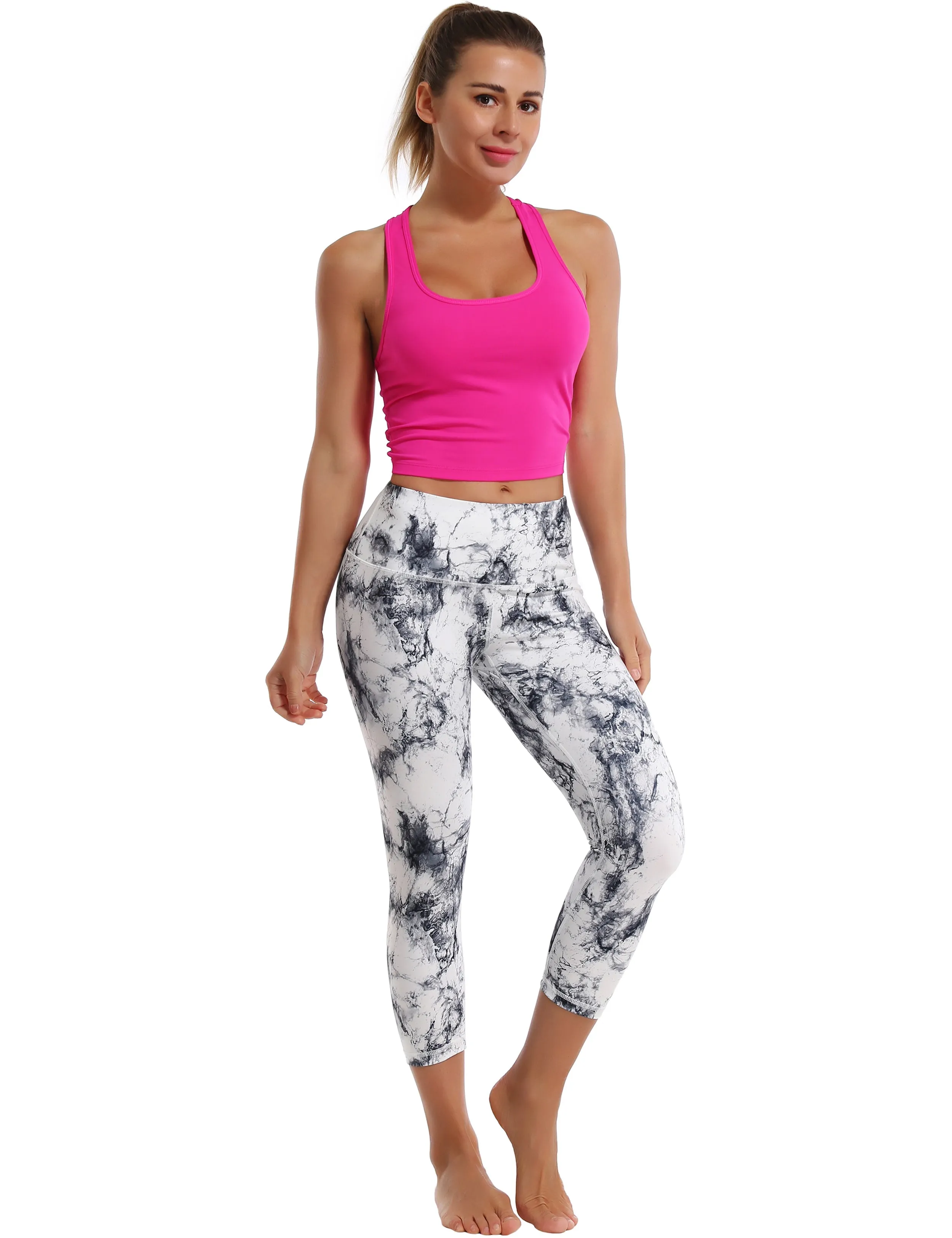 Racerback Athletic Crop Tank Tops magenta_Jogging