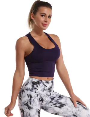 Racerback Athletic Crop Tank Tops midnightblue_Plus Size