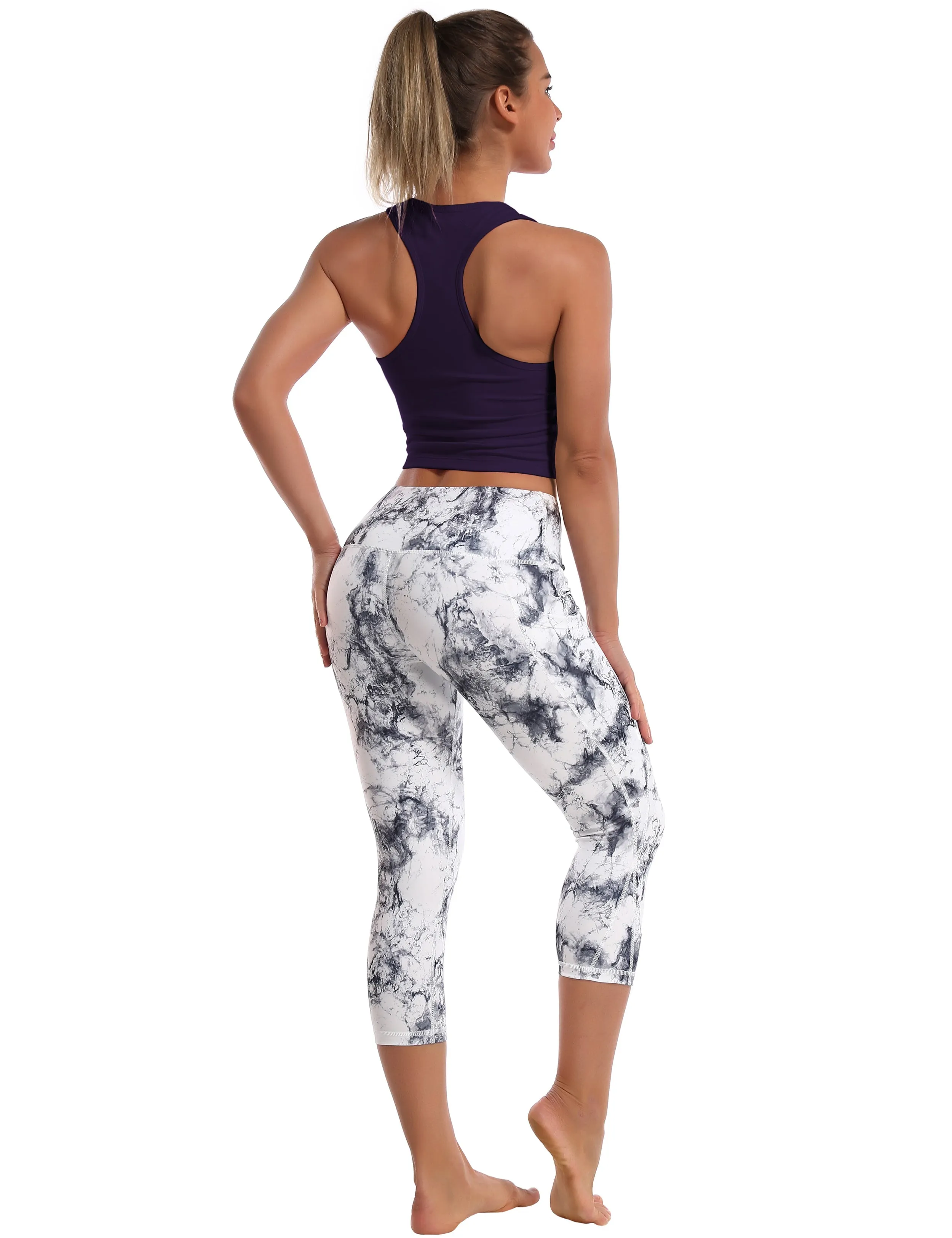 Racerback Athletic Crop Tank Tops midnightblue_Plus Size