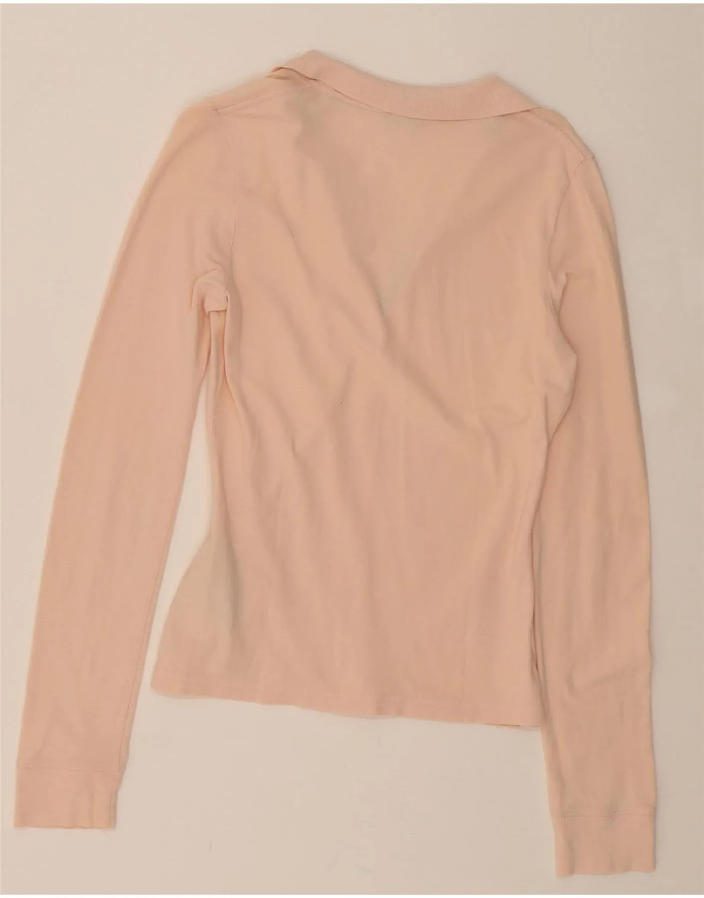 RALPH LAUREN Womens Long Sleeve Polo Shirt UK 12 Medium Pink Cotton