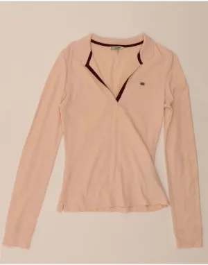 RALPH LAUREN Womens Long Sleeve Polo Shirt UK 12 Medium Pink Cotton
