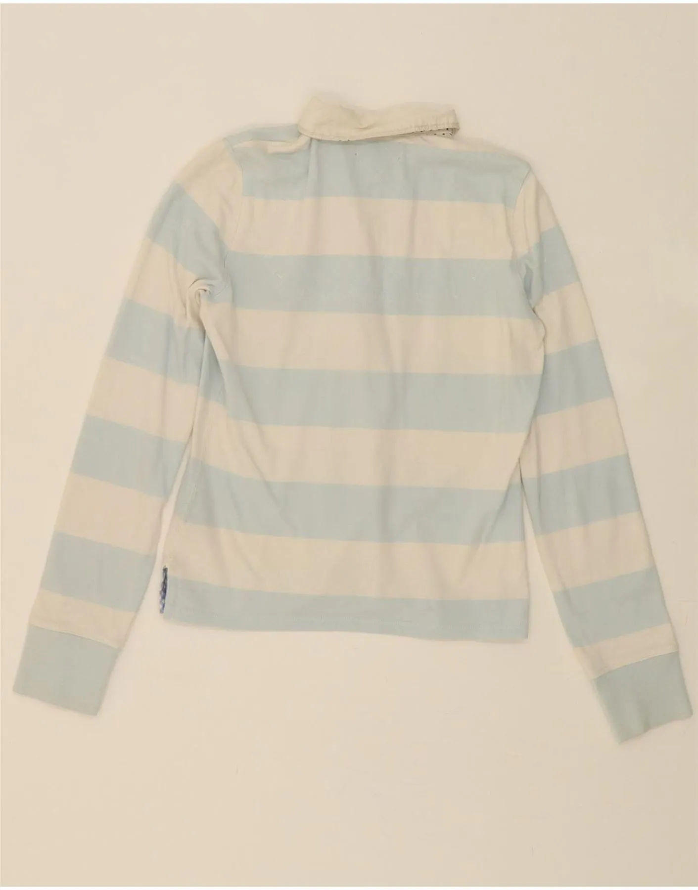 RALPH LAUREN Womens Long Sleeve Rugby Polo Shirt UK 12 Medium Blue Striped