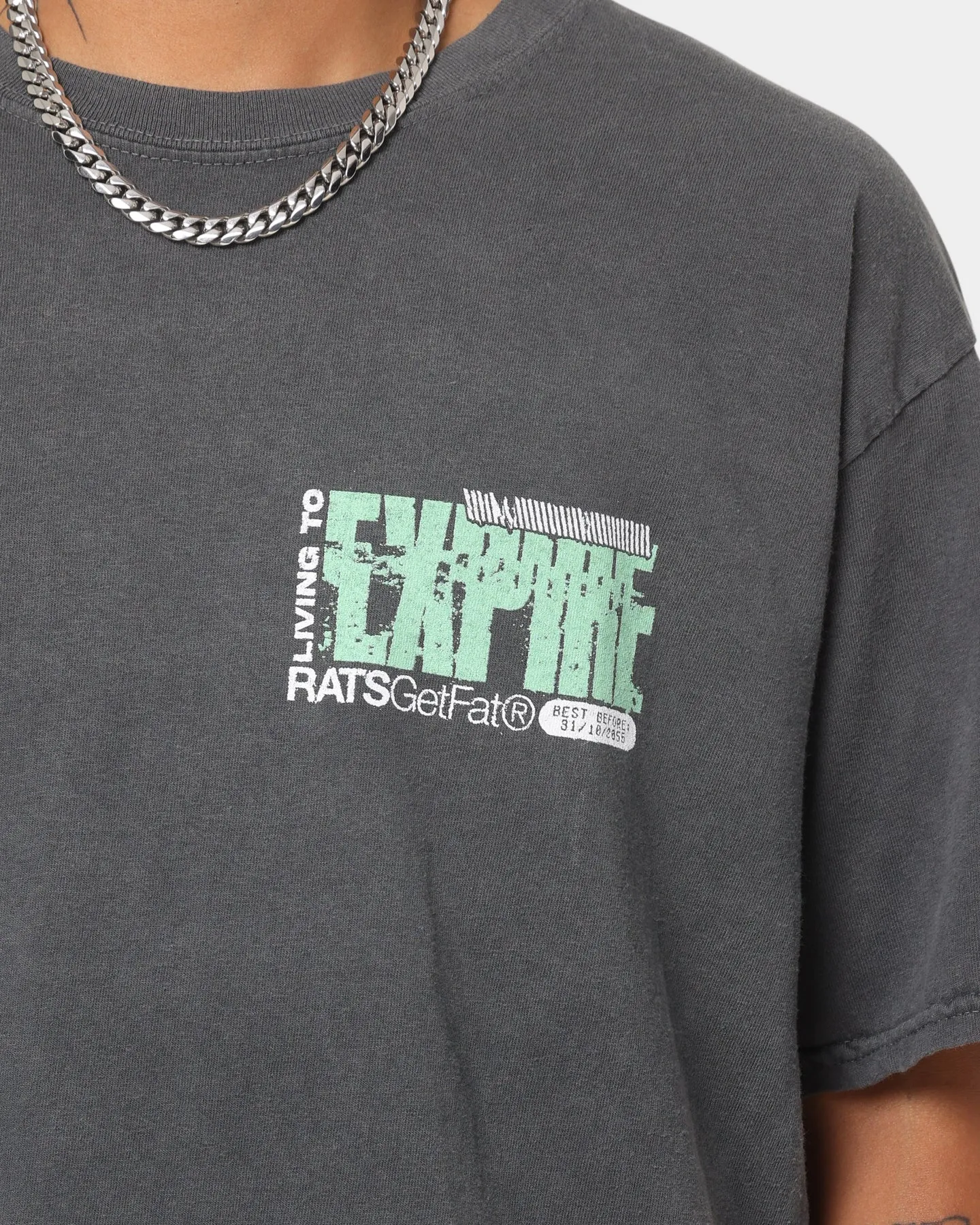 Rats Get Fat Expire Vintage T-Shirt Off Black