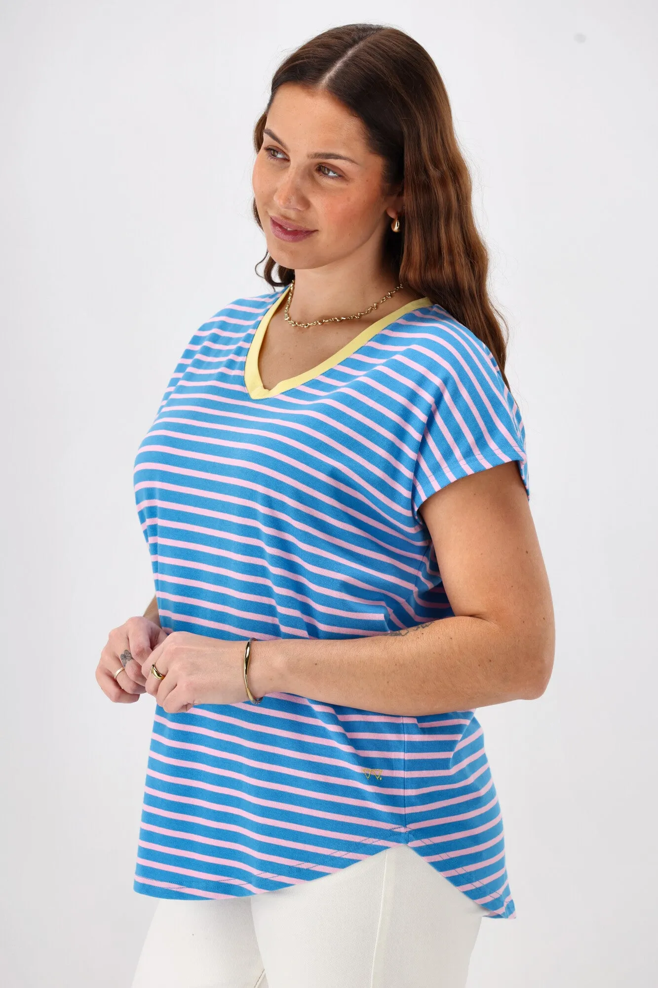 Rebel Club Be Bold Stripe Tee Blue  Pre-Order Due Late May