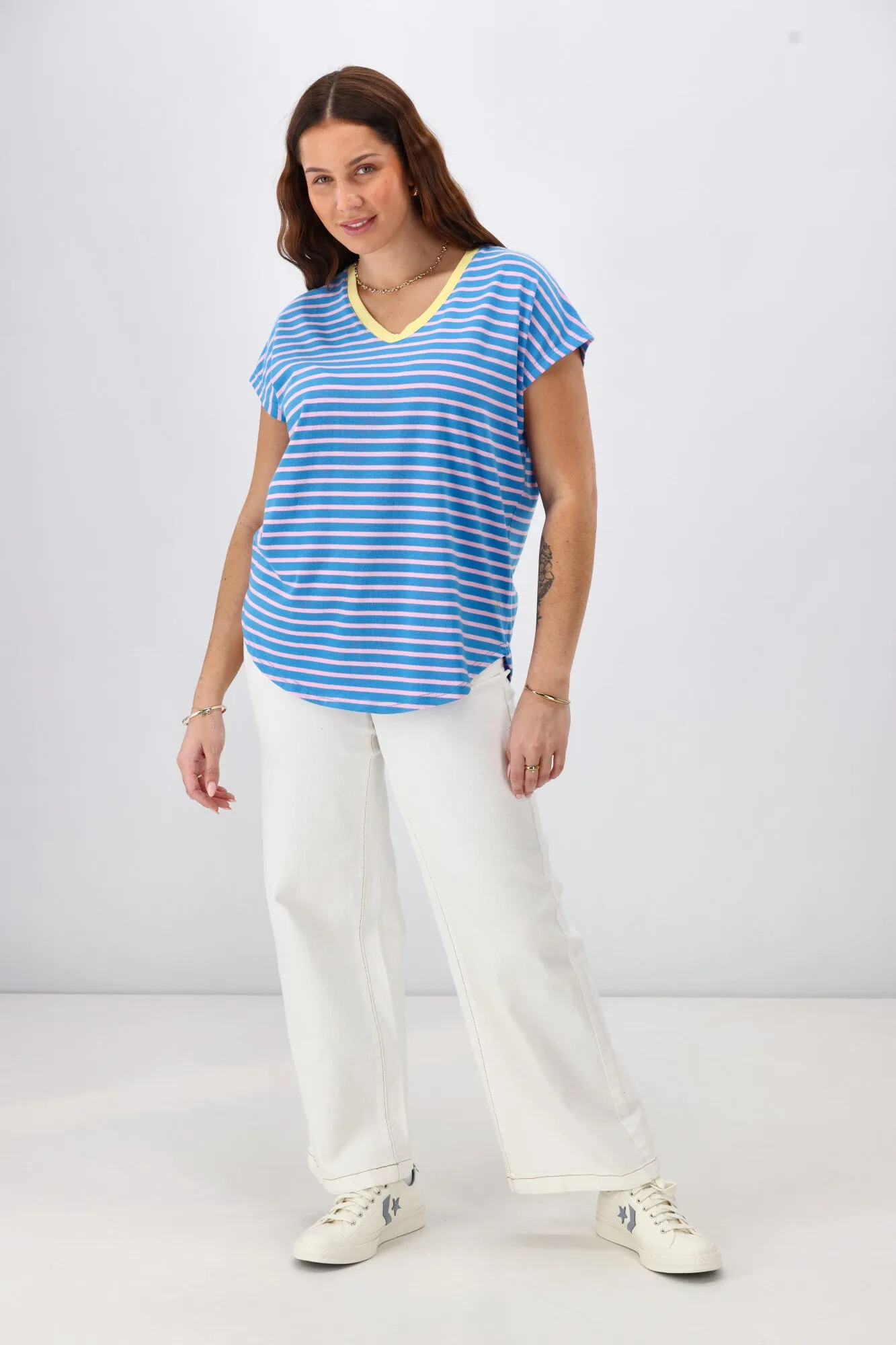 Rebel Club Be Bold Stripe Tee Blue  Pre-Order Due Late May