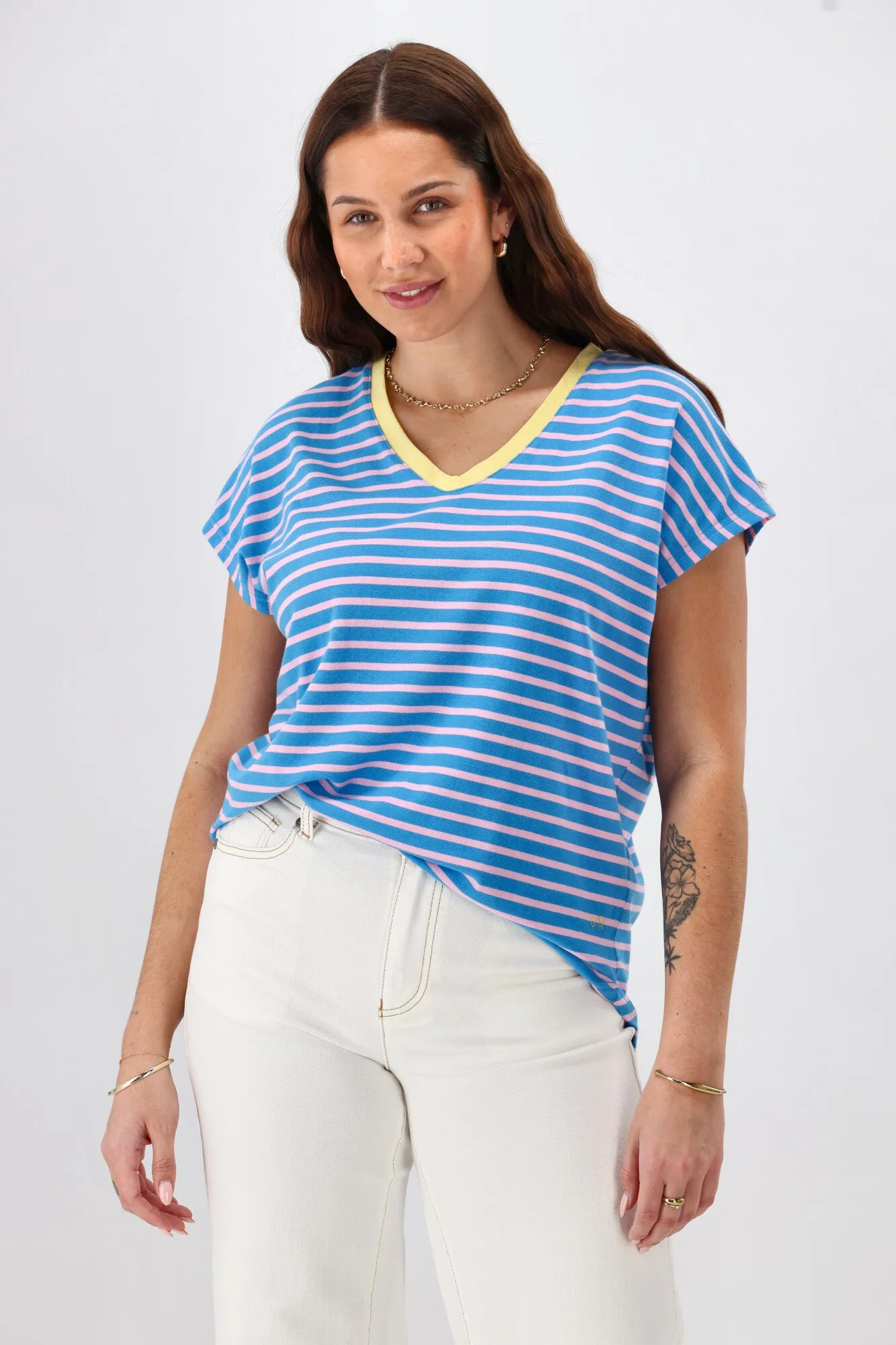 Rebel Club Be Bold Stripe Tee Blue  Pre-Order Due Late May