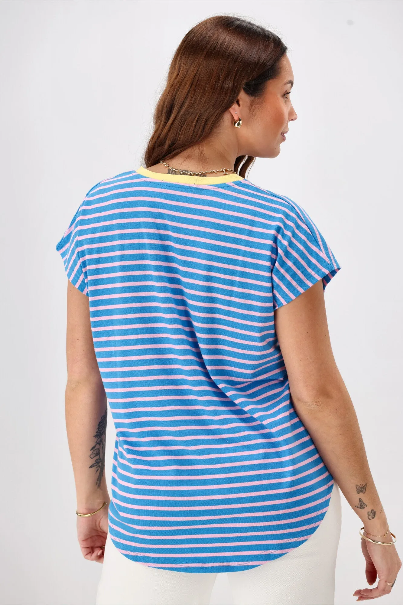 Rebel Club Be Bold Stripe Tee Blue  Pre-Order Due Late May