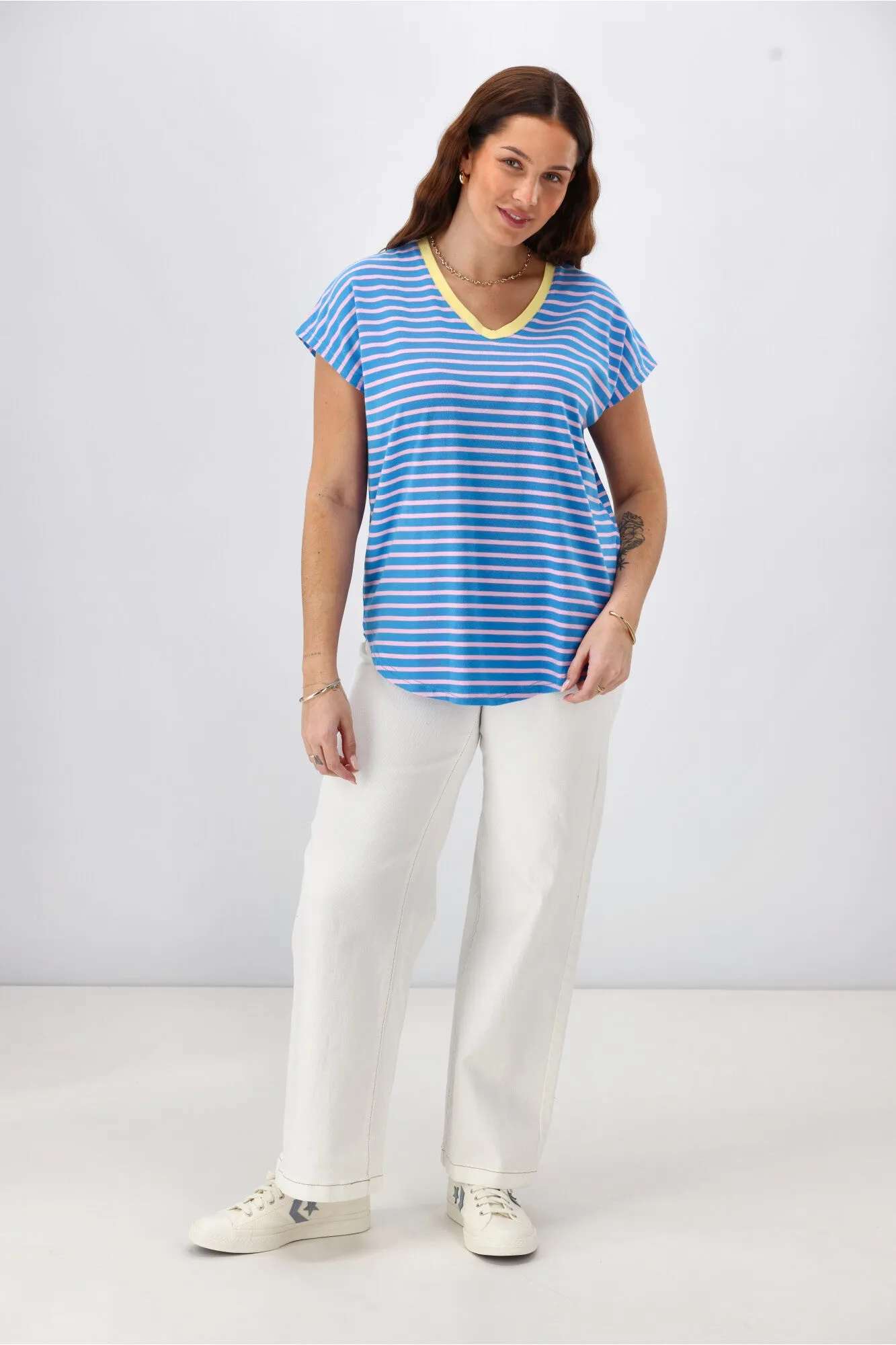 Rebel Club Be Bold Stripe Tee Blue  Pre-Order Due Late May