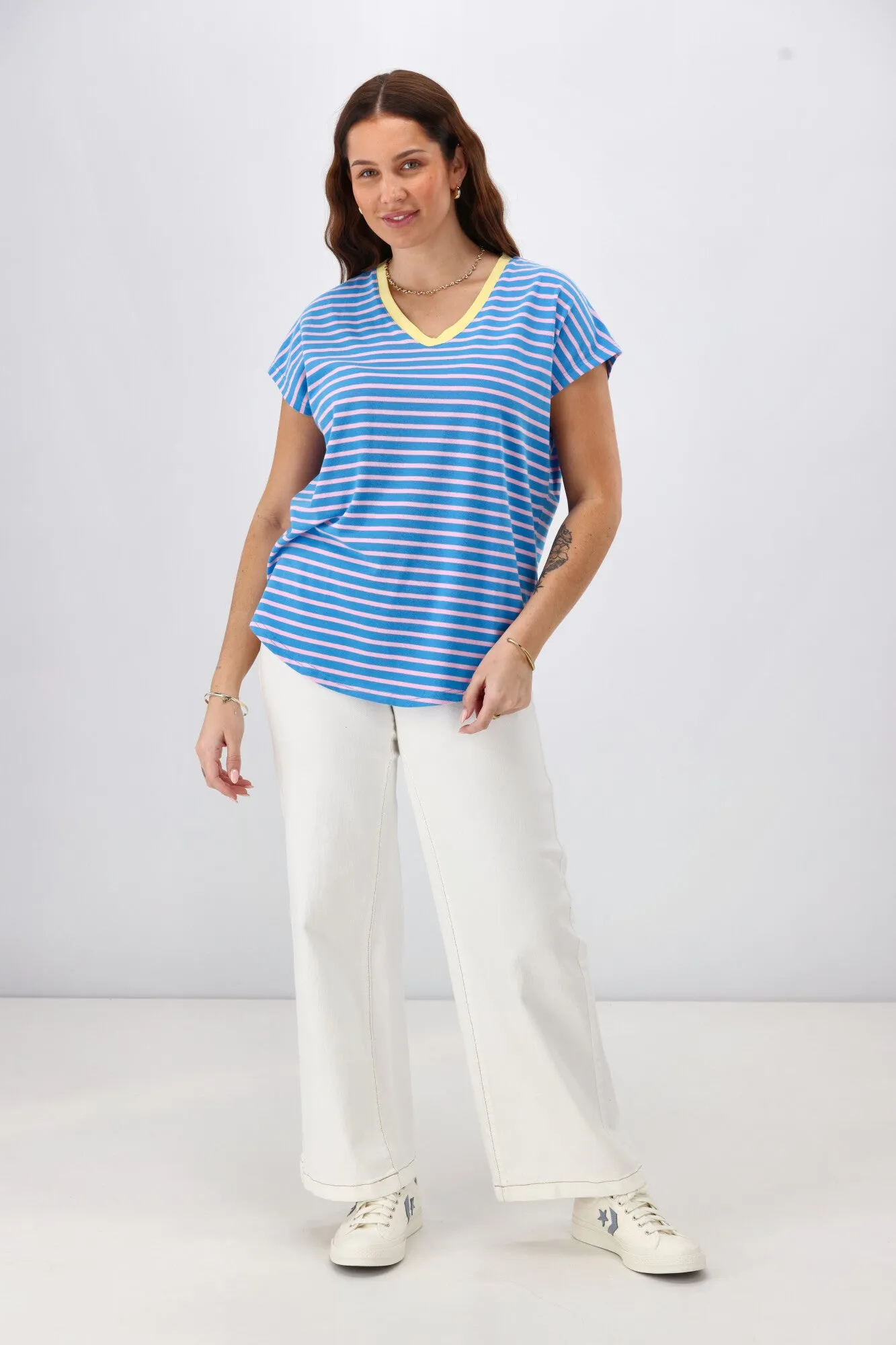 Rebel Club Be Bold Stripe Tee Blue  Pre-Order Due Late May