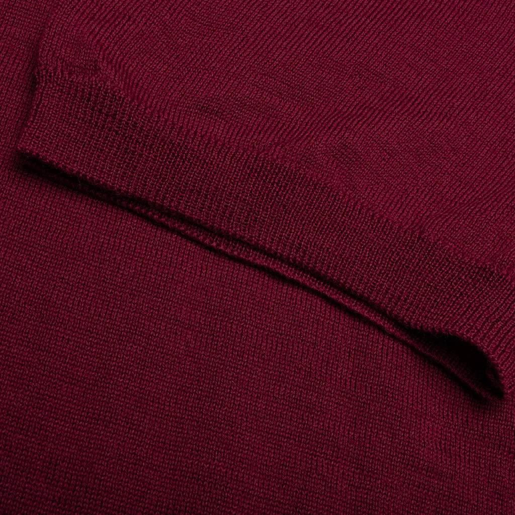 Red Emblem S/S Polo Neck - Burgundy
