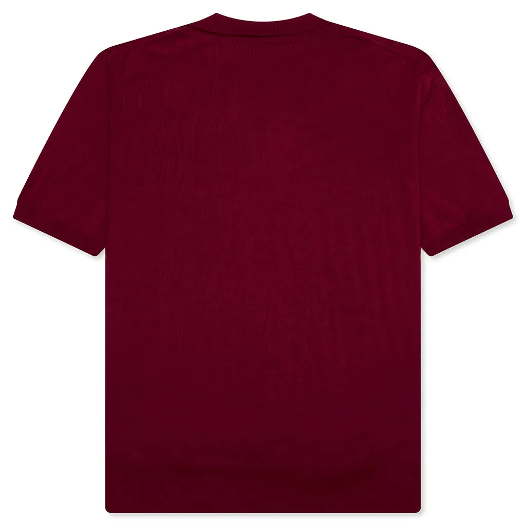 Red Emblem S/S Polo Neck - Burgundy
