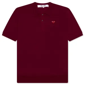 Red Emblem S/S Polo Neck - Burgundy