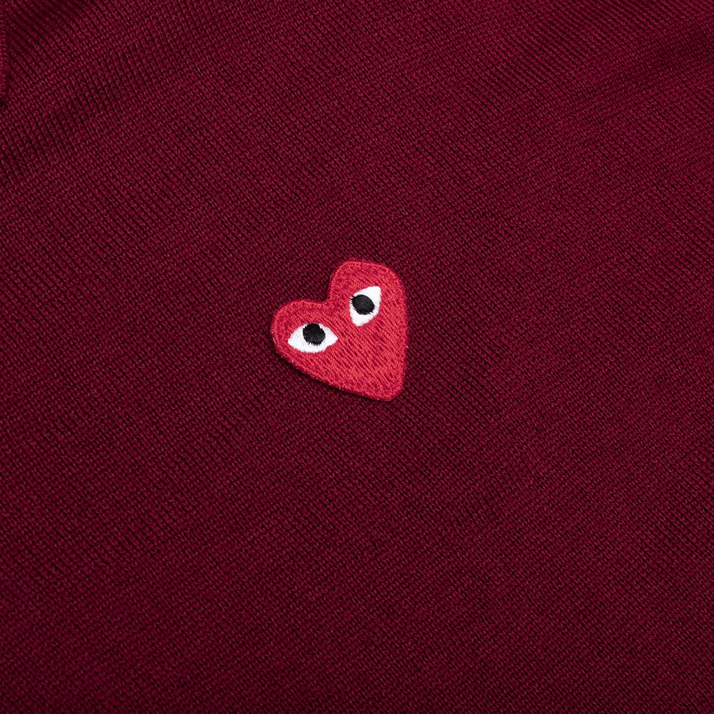 Red Emblem S/S Polo Neck - Burgundy