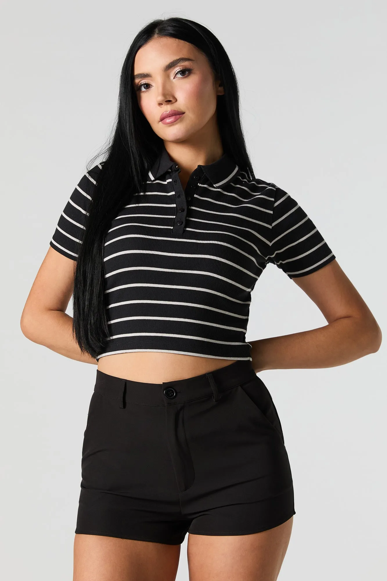Ribbed Polo Baby Tee