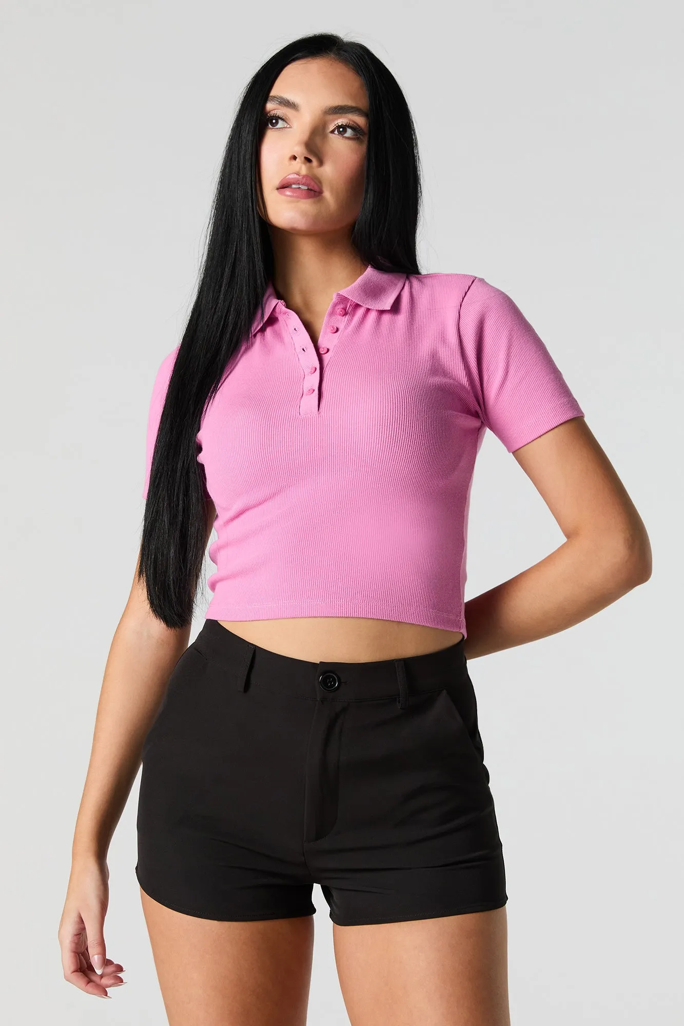 Ribbed Polo Baby Tee