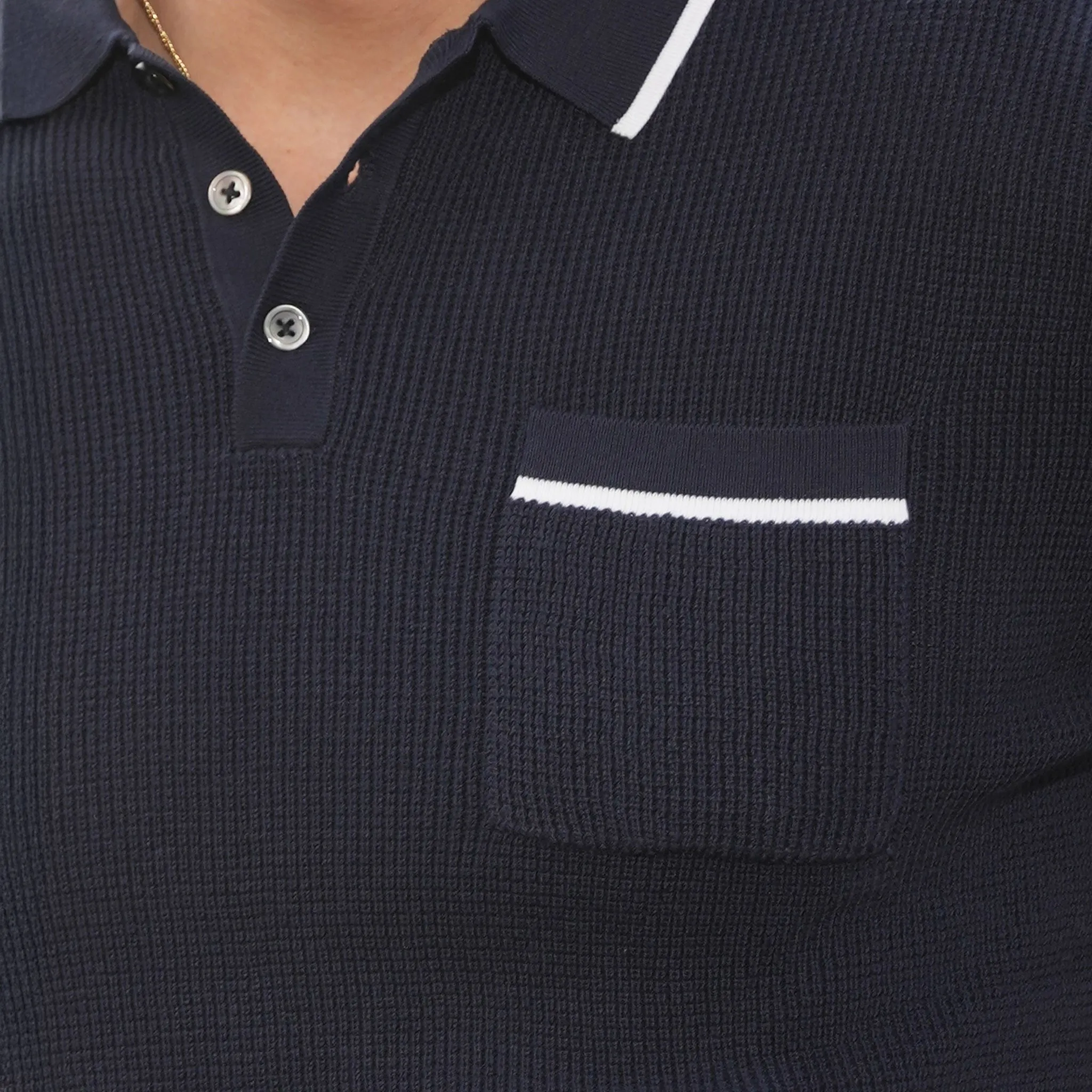 Riviera Knit Polo Navy with White