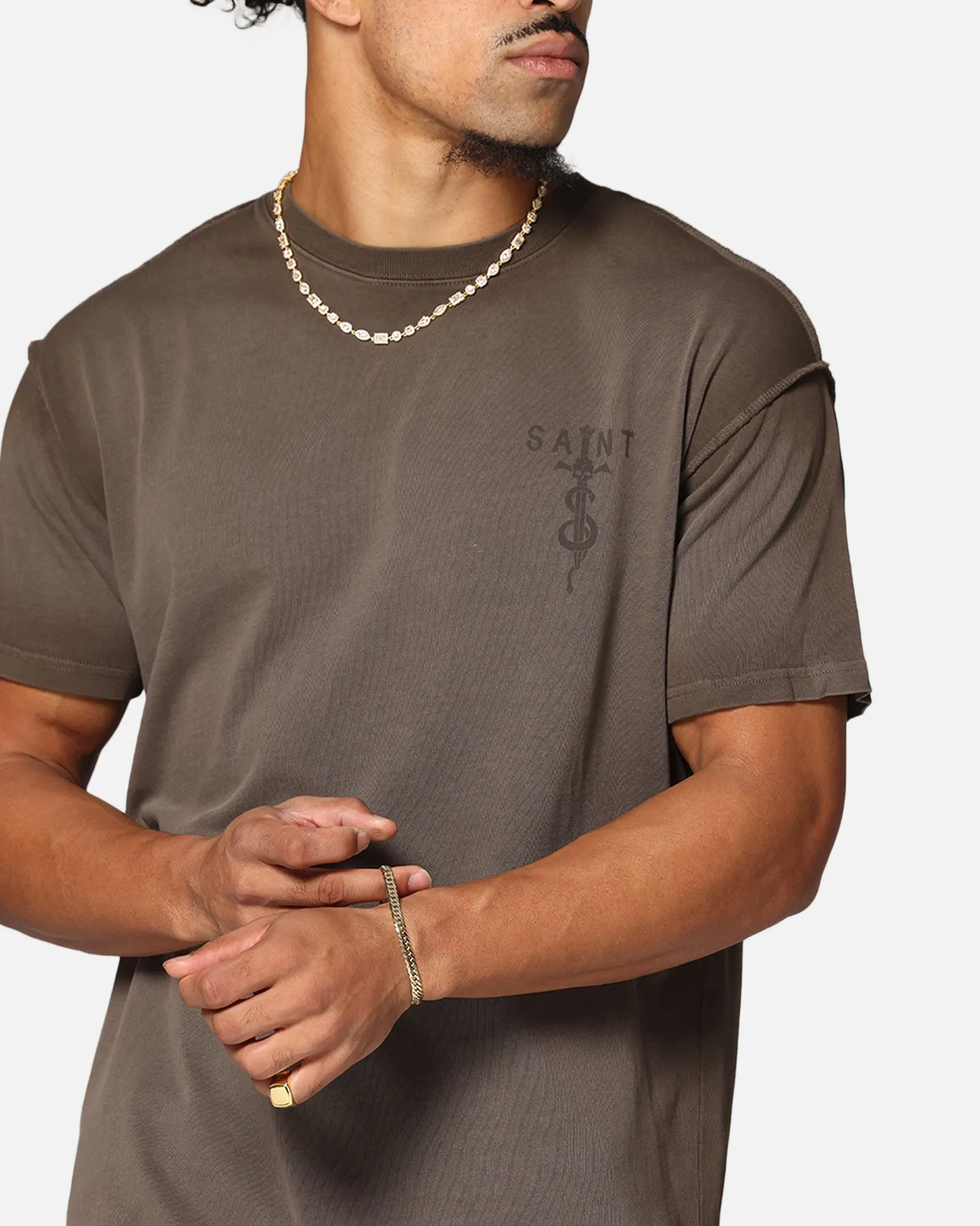 Saint Morta Daggers Lafayette T-Shirt Contrast Brown