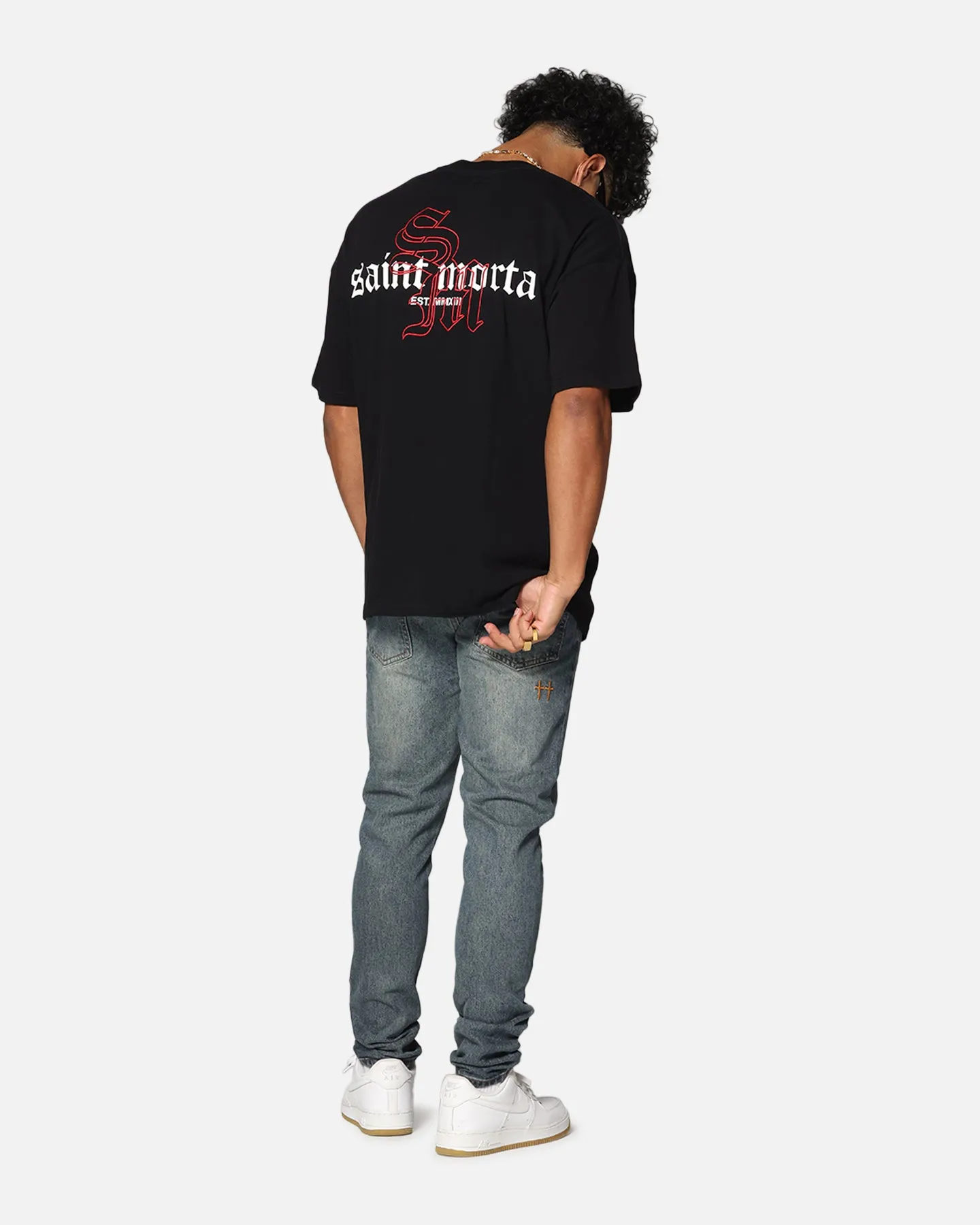 Saint Morta Heritage Boxy T-Shirt Black/Red