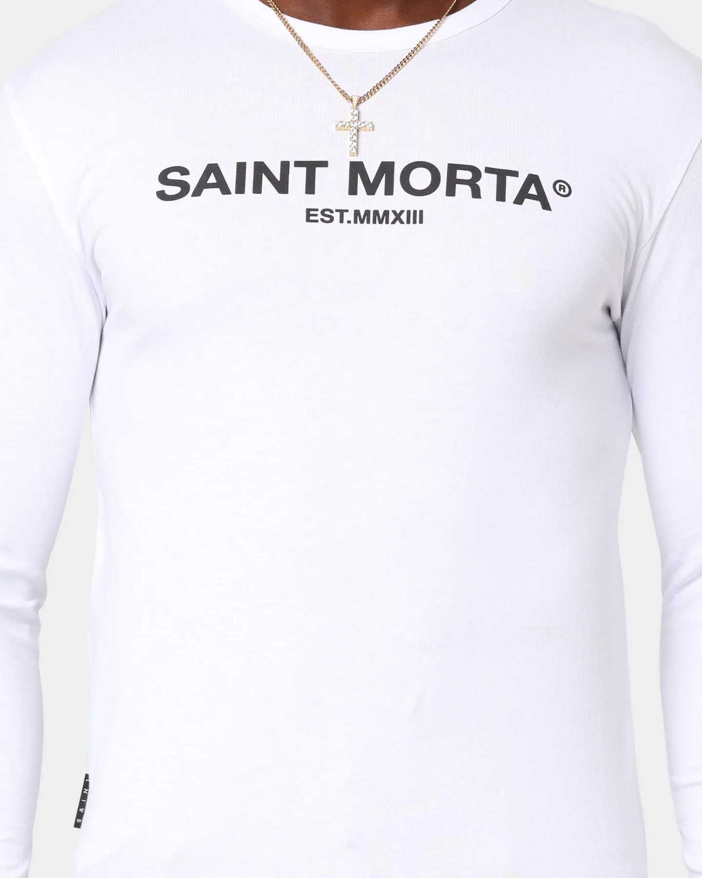 Saint Morta Homage Drop Tail Long Sleeve T-Shirt White/Black