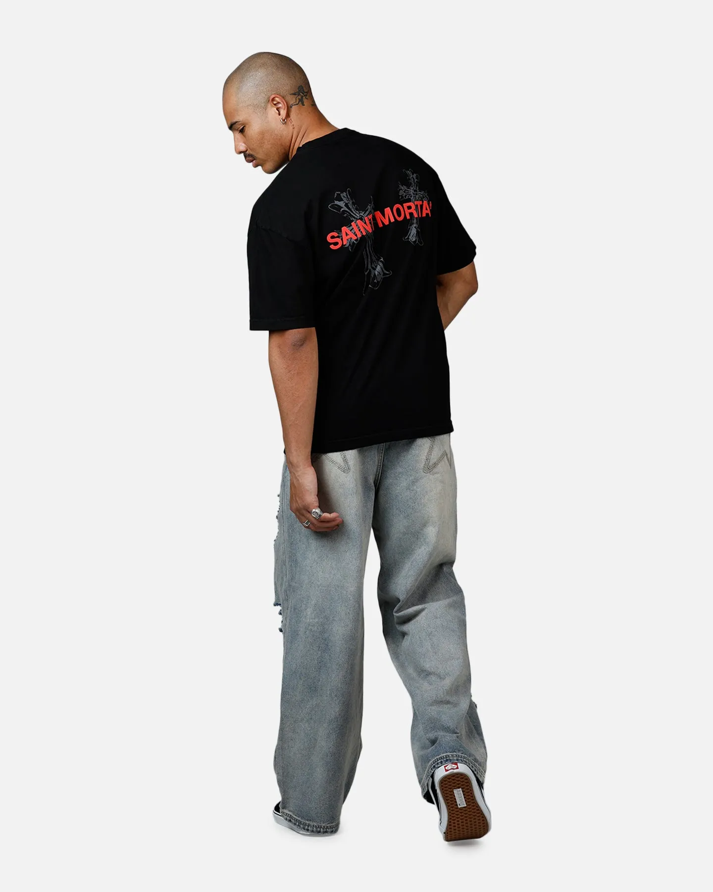 Saint Morta Memoriam Drop Shoulder T-Shirt Black