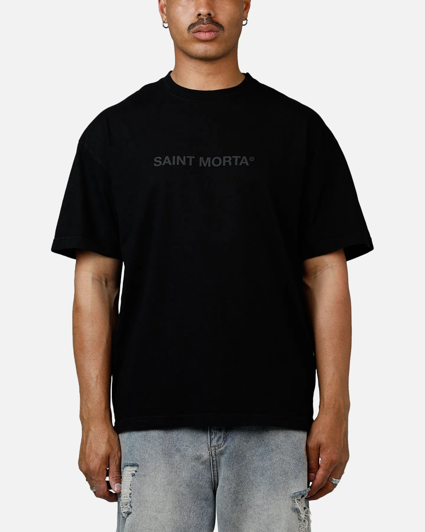 Saint Morta Memoriam Drop Shoulder T-Shirt Black