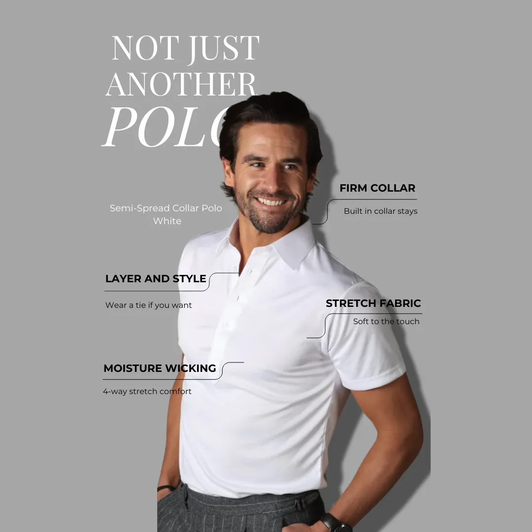 Semi-Spread Collar Polo White Bundle