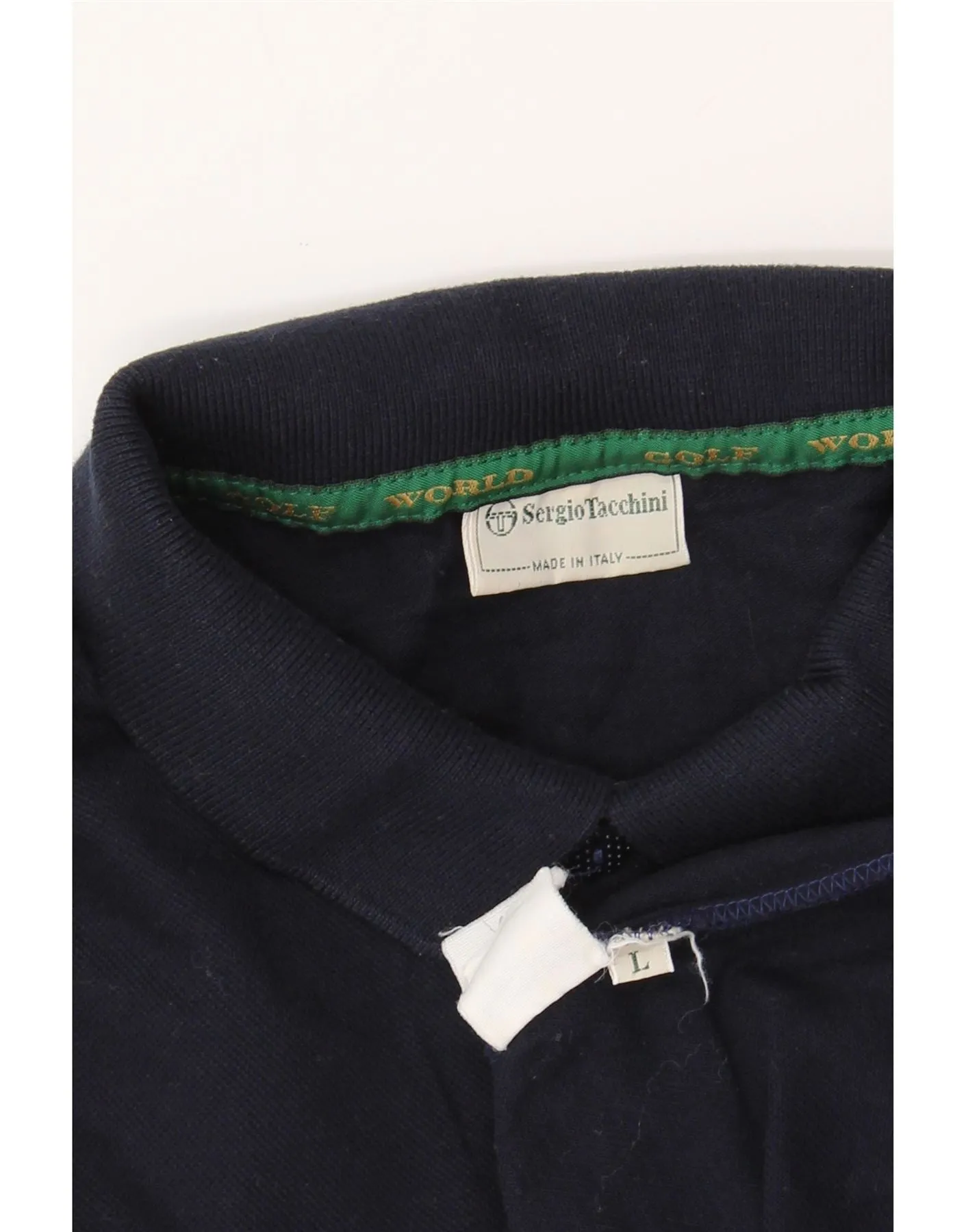 SERGIO TACCHINI Mens Polo Shirt Large Navy Blue Cotton