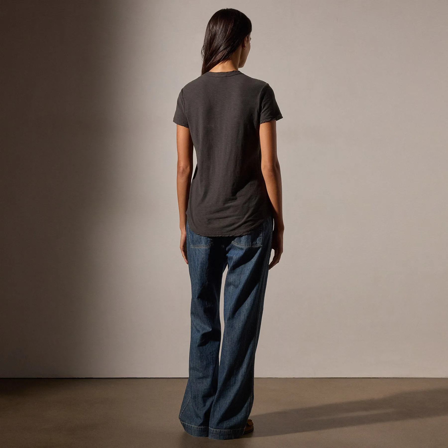 Sheer Slub Crew Neck Tee - Carbon