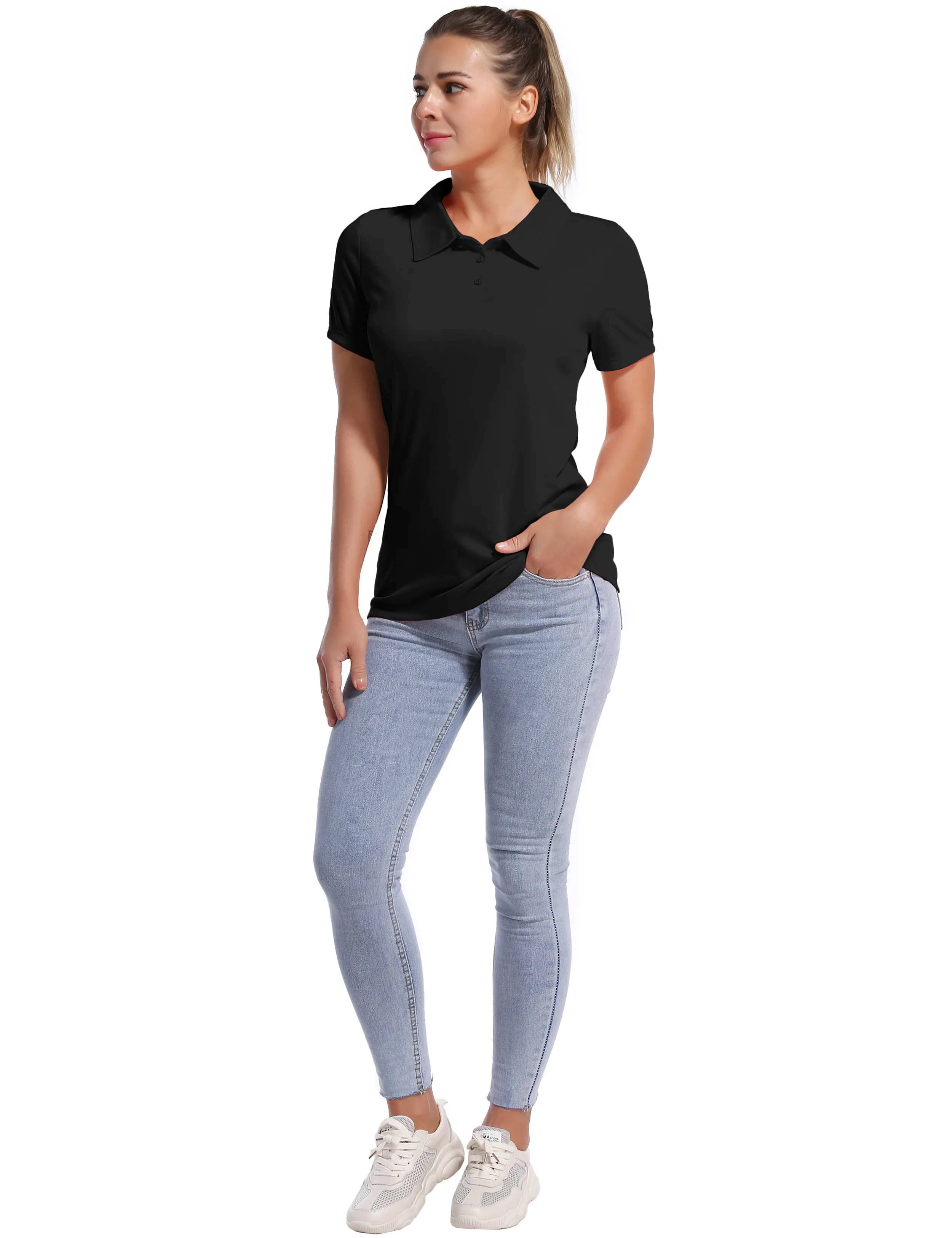 Short Sleeve Slim Fit Polo Shirt black_yoga