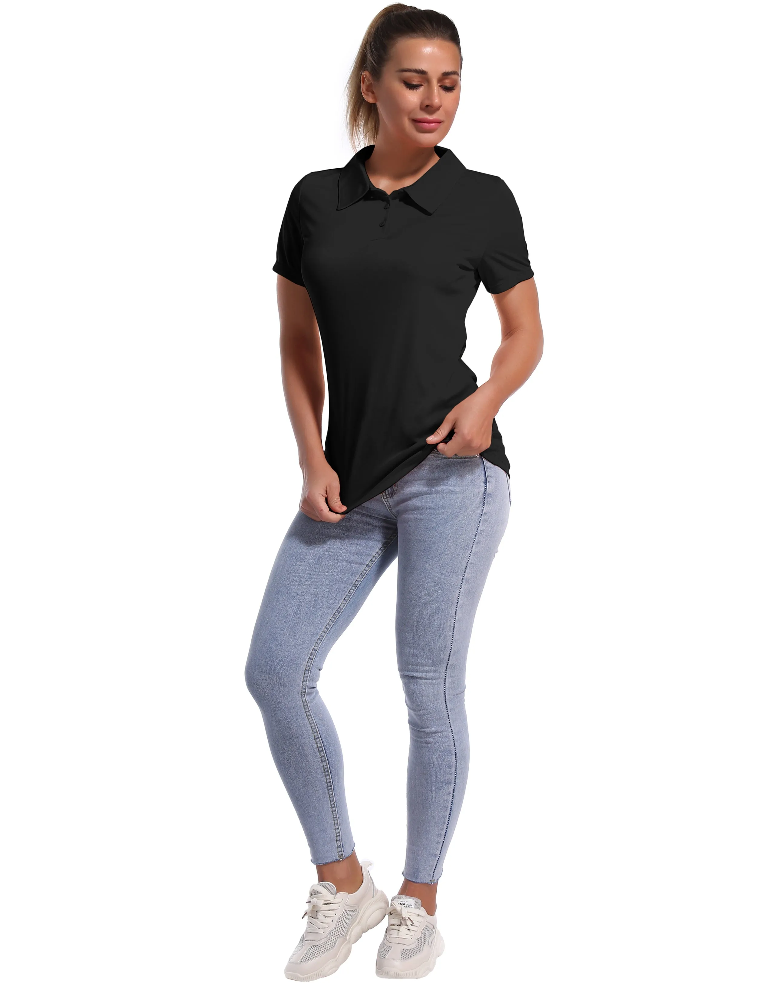 Short Sleeve Slim Fit Polo Shirt black_yoga