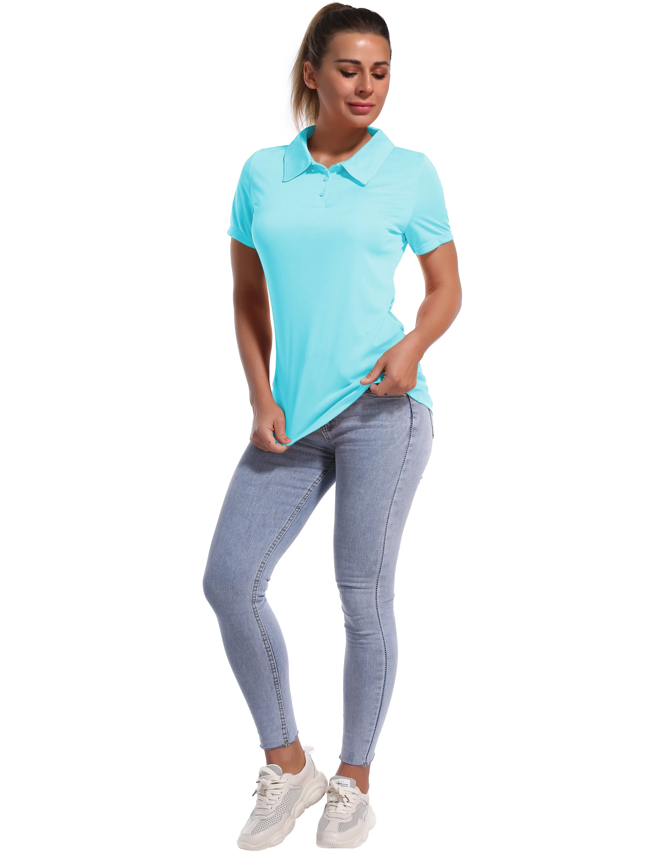 Short Sleeve Slim Fit Polo Shirt blue_Running