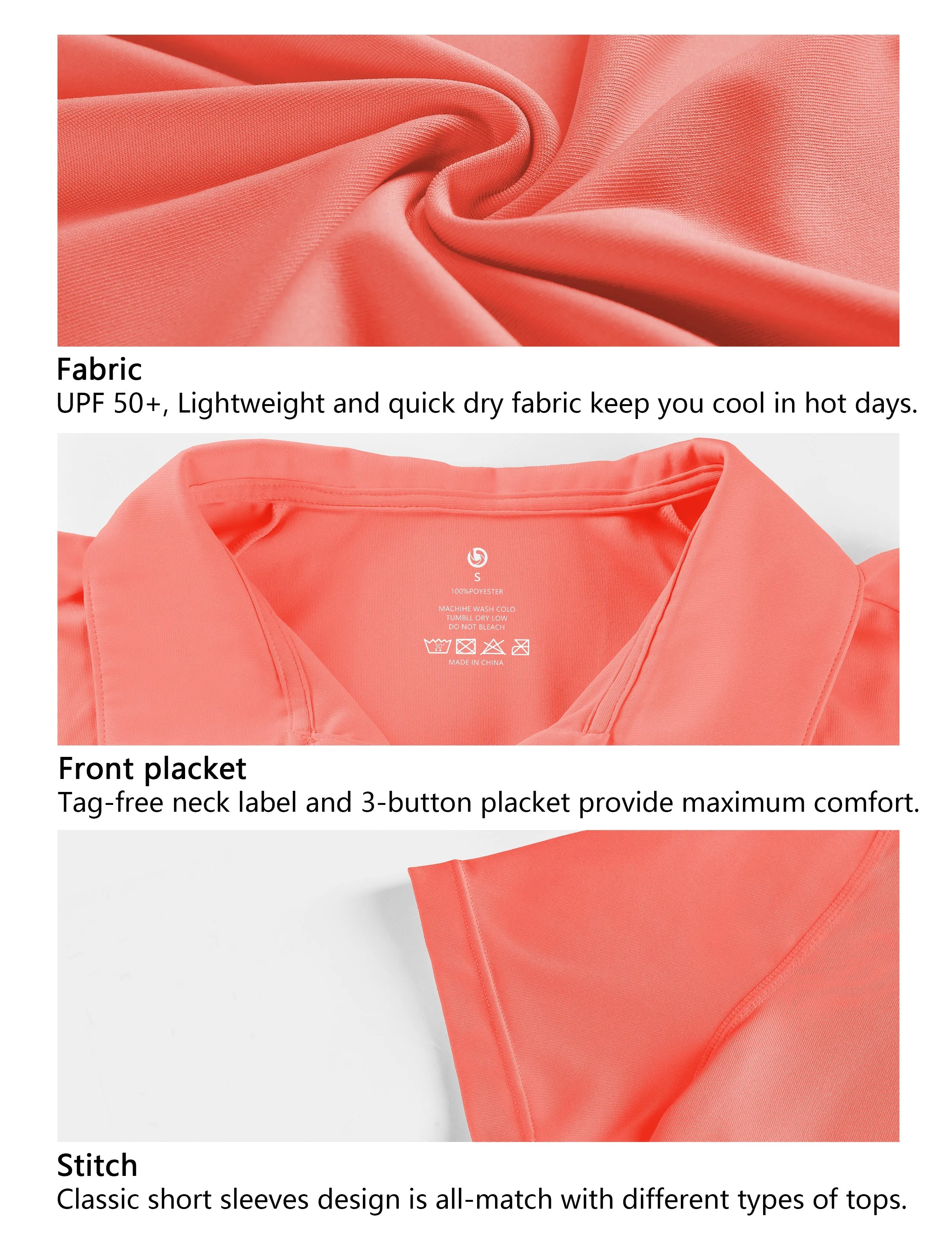 Short Sleeve Slim Fit Polo Shirt coral_Jogging