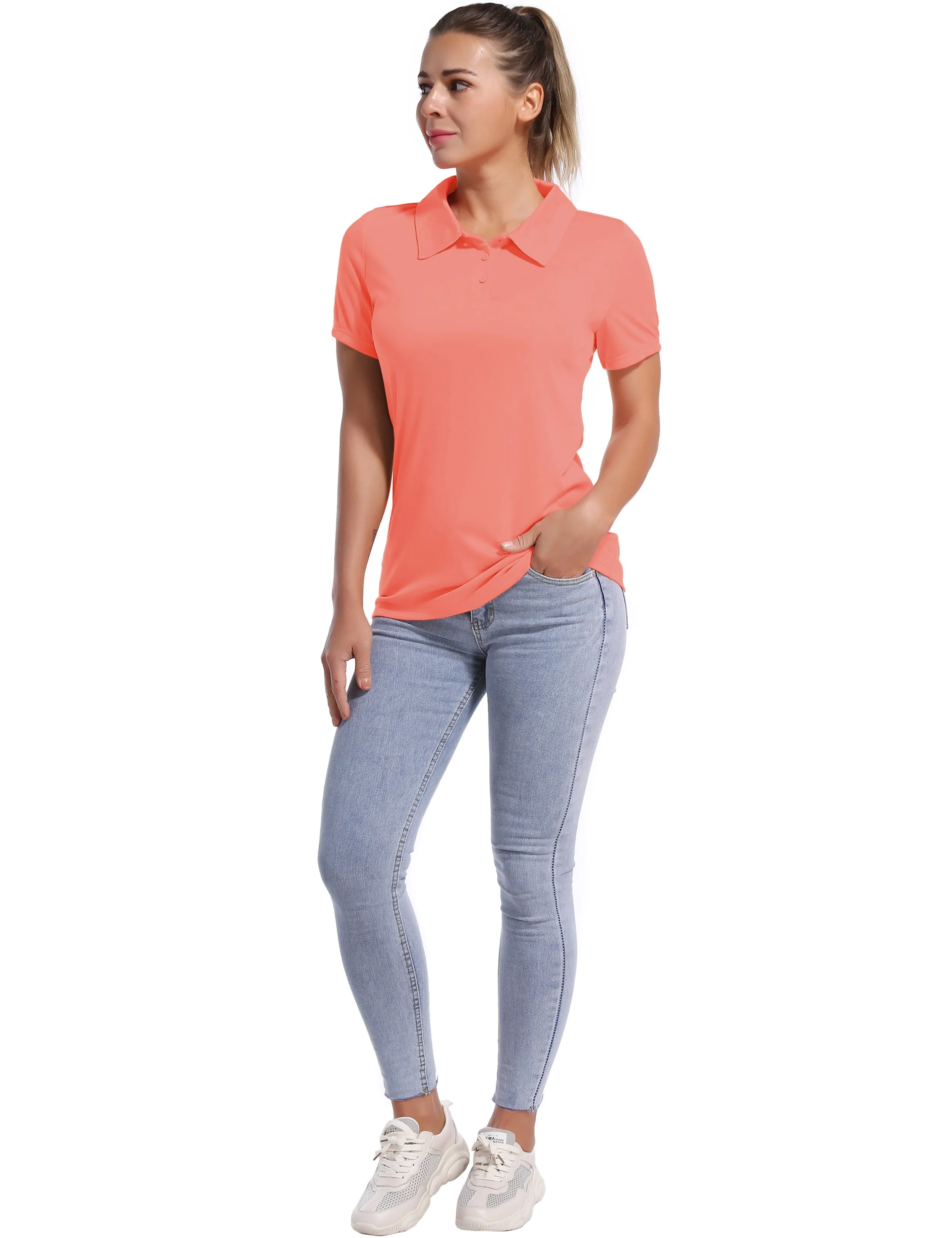 Short Sleeve Slim Fit Polo Shirt coral_Jogging