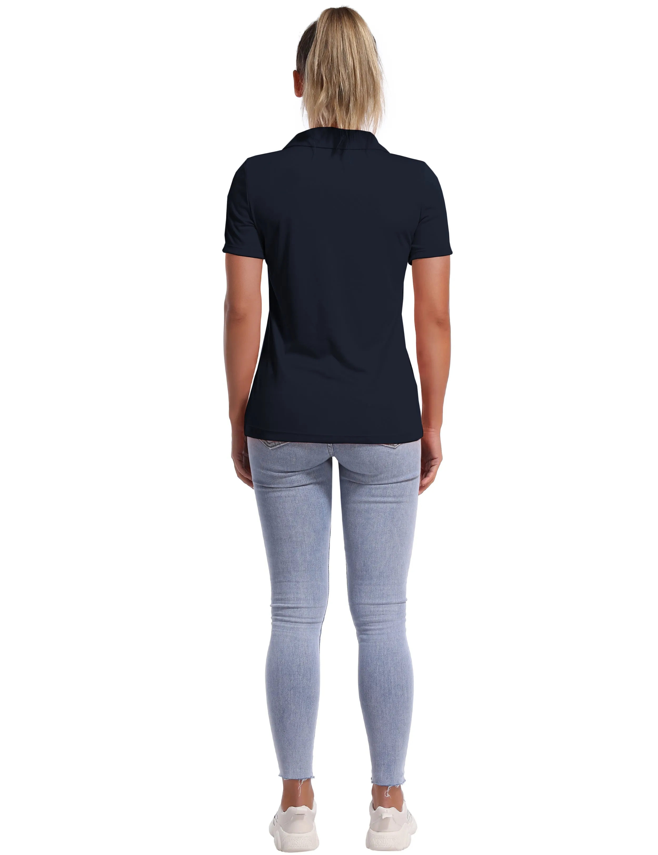 Short Sleeve Slim Fit Polo Shirt darknavy_Running