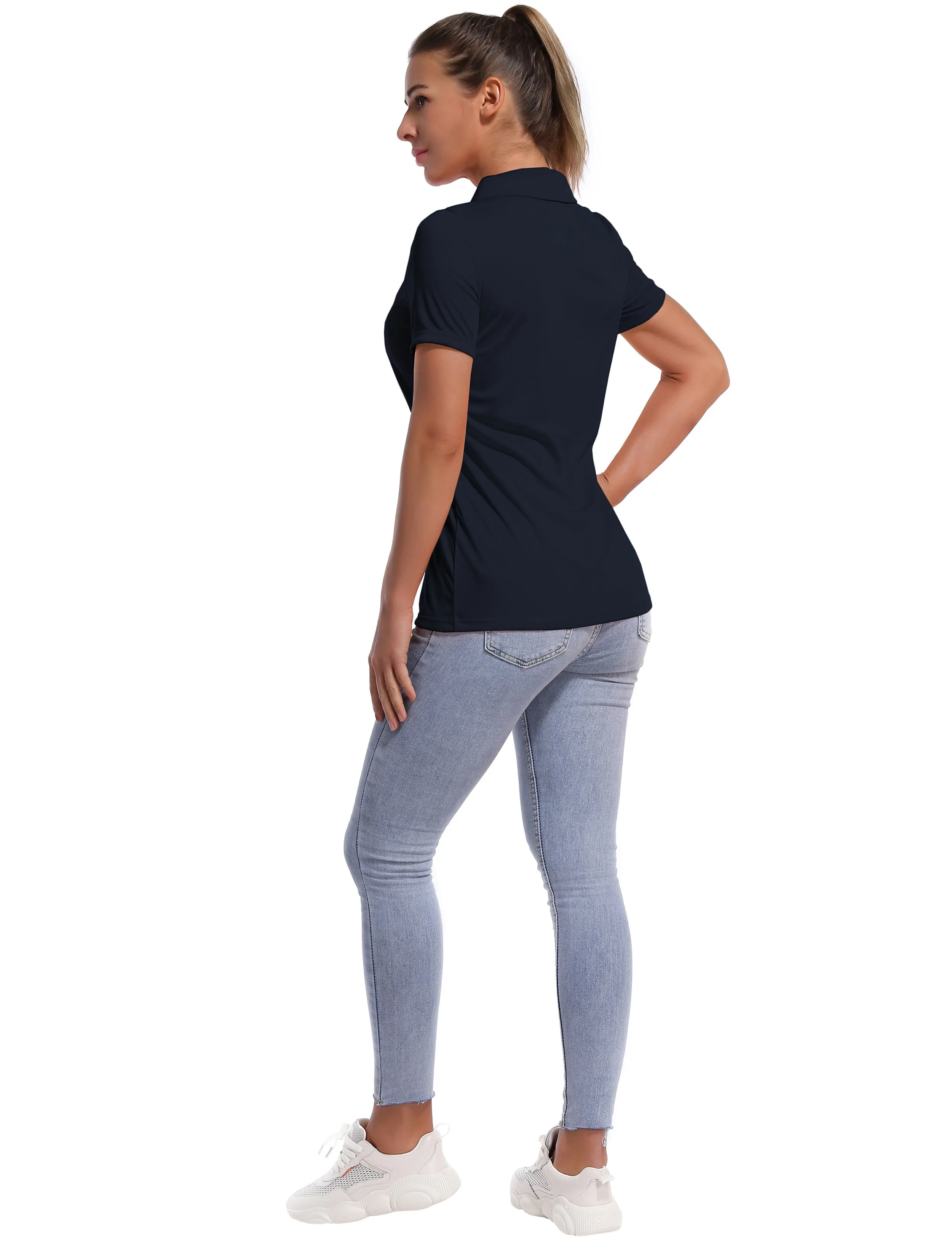 Short Sleeve Slim Fit Polo Shirt darknavy_Running