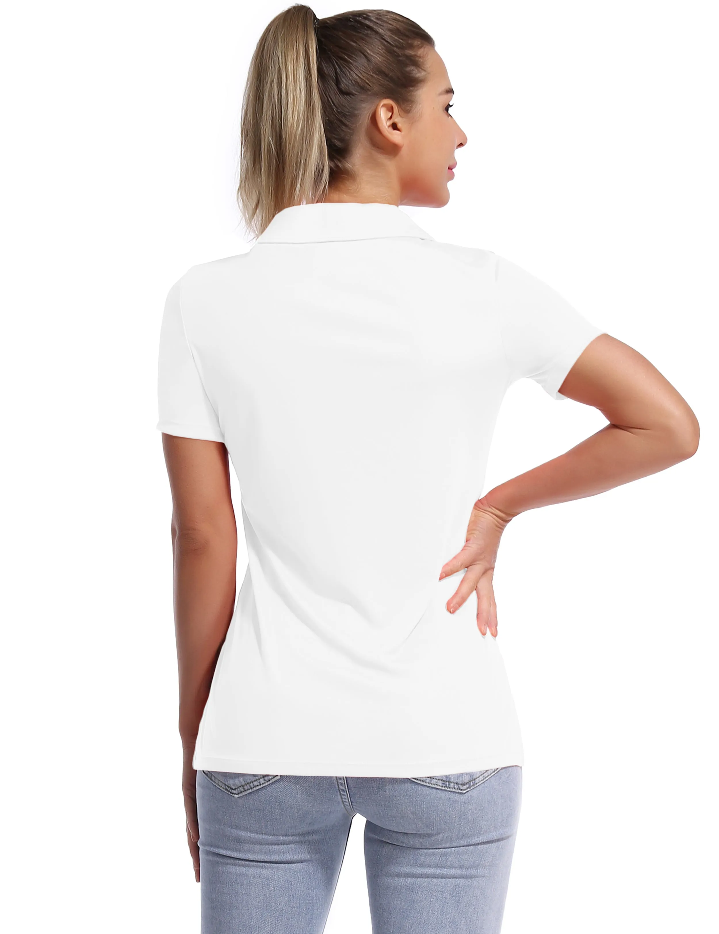 Short Sleeve Slim Fit Polo Shirt white ins_Jogging