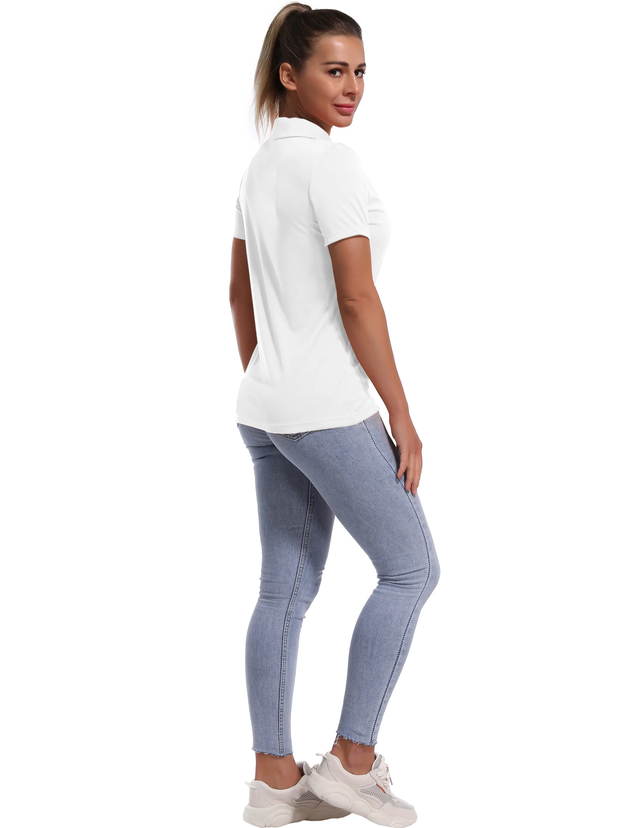 Short Sleeve Slim Fit Polo Shirt white ins_Jogging